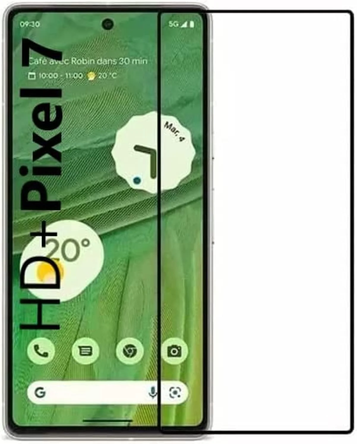 محافظ صفحه نمایش شیشه ای حرارت دیده 5D فول چسب و پوشش کامل Muzz Google Pixel 7 - مشکی (مشکی)