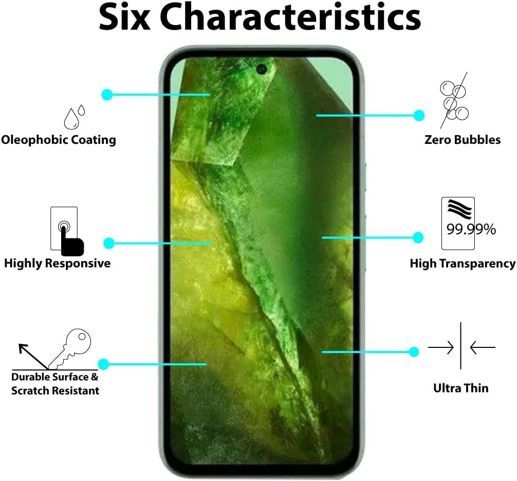 محافظ صفحه نمایش Al-HuTrusHi سازگار با محافظ صفحه نمایش Google Pixel 8a شیشه حرارت دیده [ضد تابش نور] [پوشش کامل HD] [نصب آسان] [حساس به لمس]