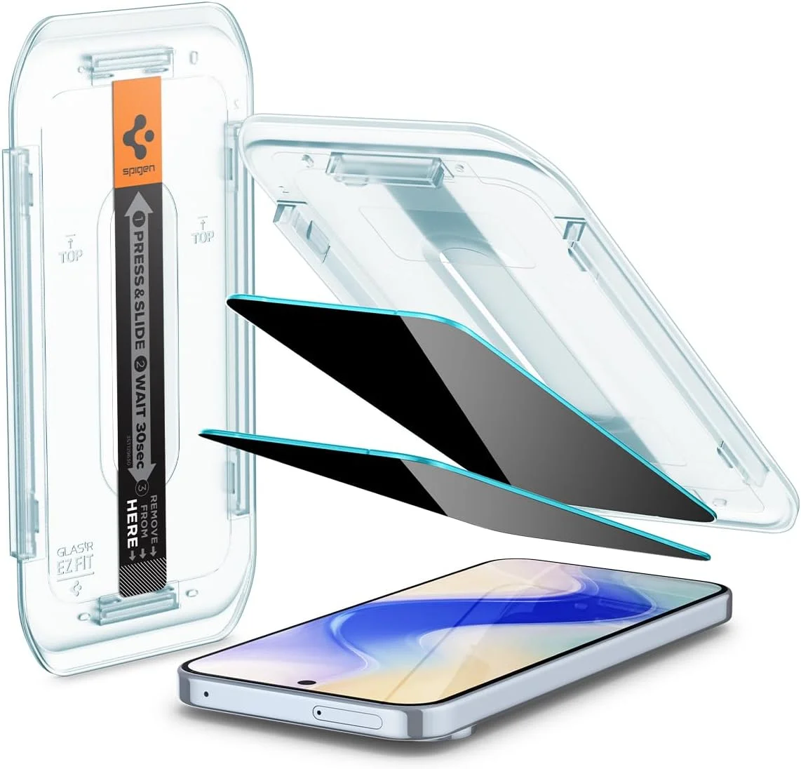 محافظ صفحه نمایش حریم خصوصی شیشه ای Spigen GLAStR EZ FIT [بسته 2 عددی] برای Google Pixel 9 Pro XL | Pixel 10 Pro XL شیشه حرارت دیده ممتاز با فناوری تراز خودکار - بسته 2 عددی