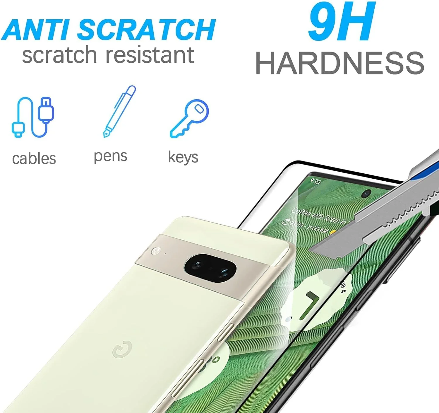 محافظ صفحه نمایش شیشه ای حرارت دیده 5D فول چسب و پوشش کامل Muzz Google Pixel 7 - مشکی (مشکی)