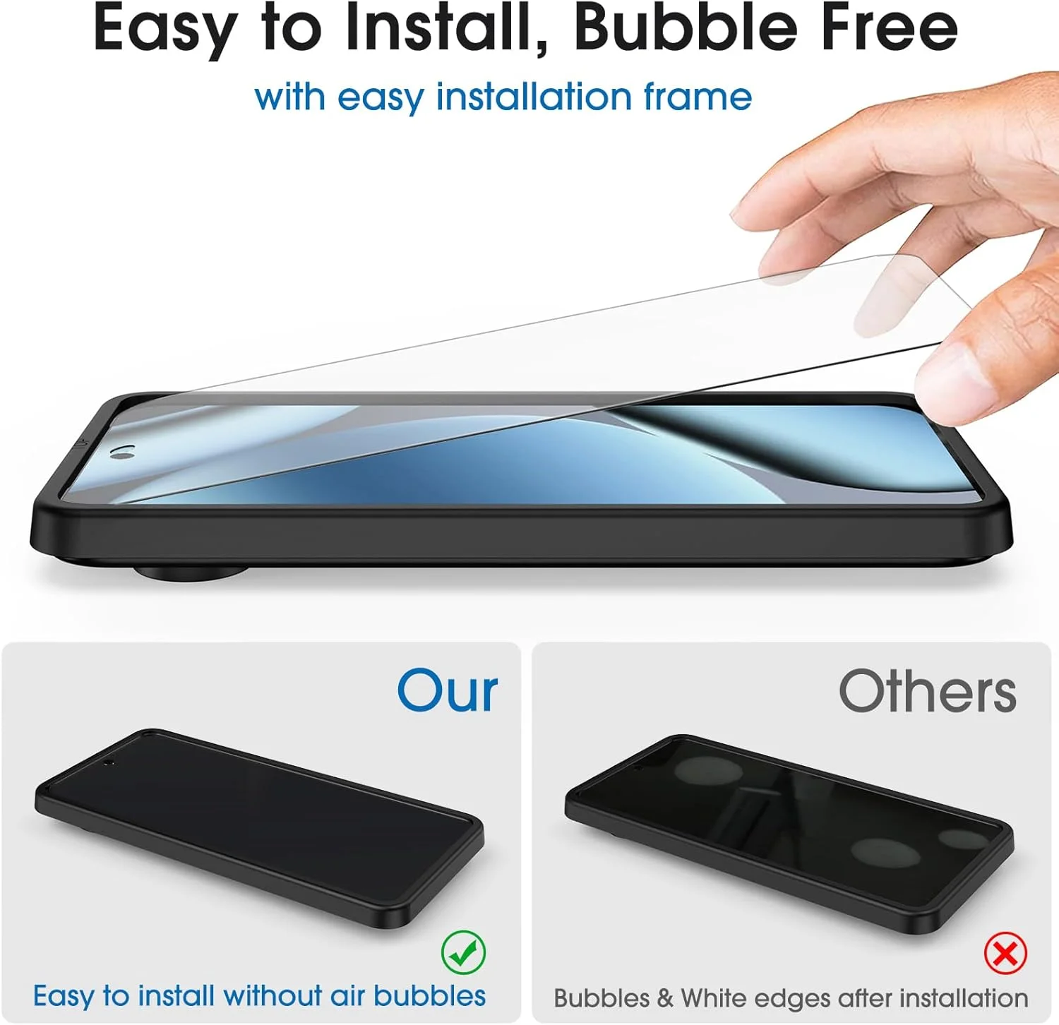 محافظ صفحه نمایش شیشه ای amFilm [بسته 3 عددی] برای Google Pixel 9/Pixel 9 Pro 2024، سازگار با اثر انگشت اولتراسونیک، دارای قاب نصب آسان، ضد خش، بدون حباب، سازگار با قاب