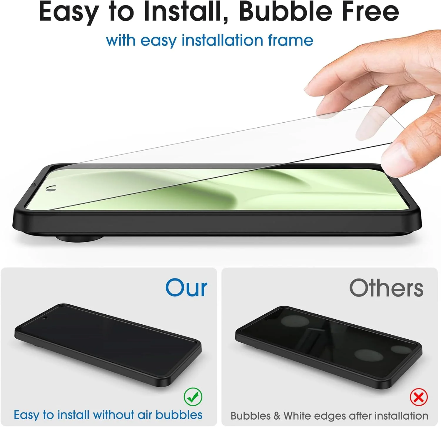 محافظ صفحه نمایش شیشه ای حرارت دیده amFilm [بسته 3 عددی] برای Google Pixel 9 Pro XL 2024، سازگار با اثر انگشت اولتراسونیک، همراه با قاب نصب آسان، ضد خش، بدون حباب، سازگار با قاب گوشی