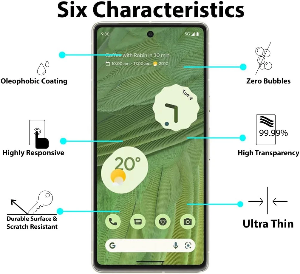 محافظ صفحه نمایش Al-HuTrusHi سازگار با محافظ صفحه نمایش Google Pixel 7 شیشه حرارت دیده [ضد تابش نور] [پوشش کامل HD] [نصب آسان] [حساس به لمس] [ضد خرد شدن]…