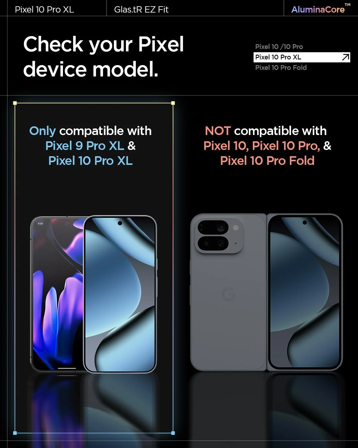 محافظ صفحه نمایش شیشه ای حرارت دیده پریمیوم Spigen GLAStR EZ FIT برای Google Pixel 9 Pro XL | Pixel 10 Pro XL - سازگار با قاب [2 عددی]