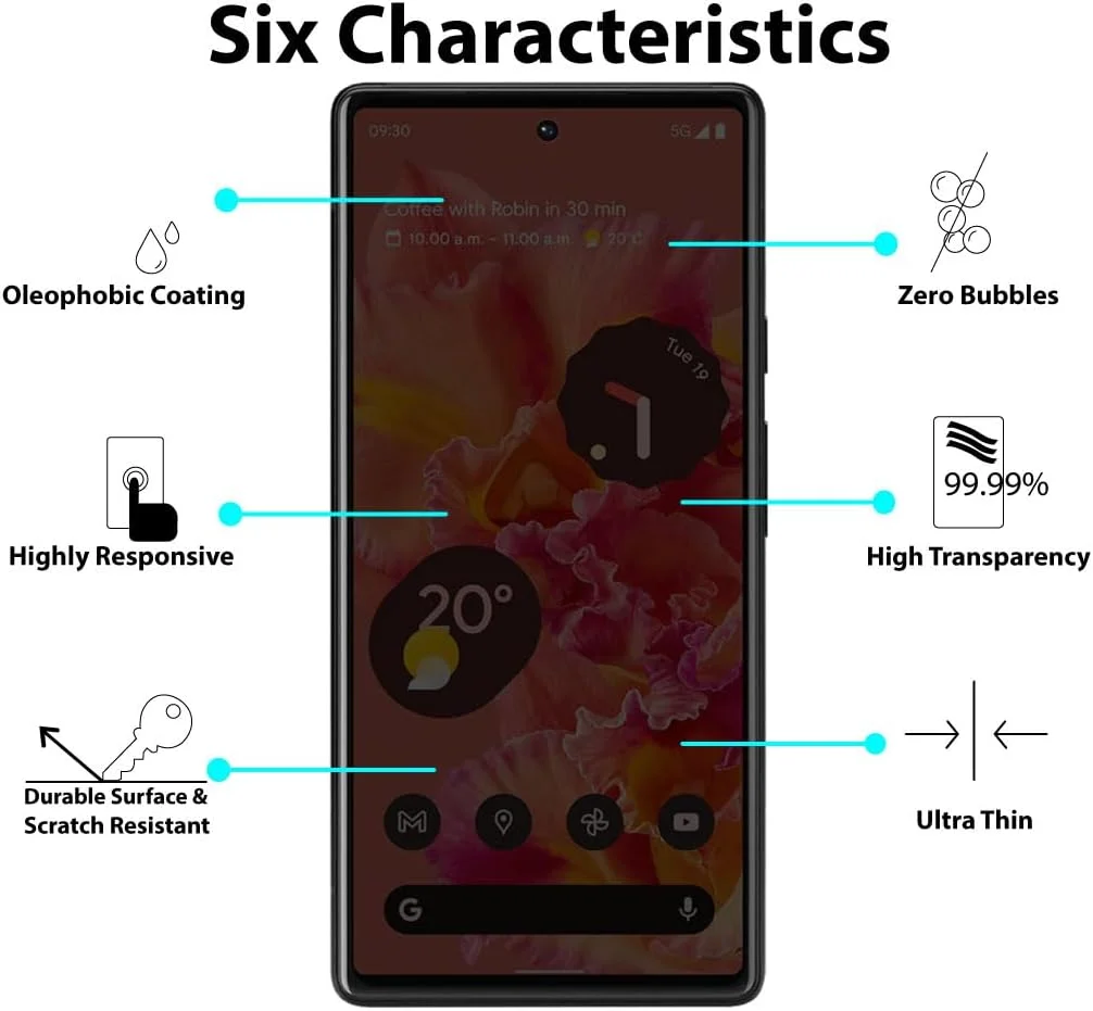 محافظ صفحه نمایش حریم خصوصی Al-HuTrusHi سازگار با محافظ صفحه نمایش Google Pixel 6 شیشه حرارت دیده [ضد تابش نور] [پوشش کامل HD] [نصب آسان] [مقاوم در برابر خراش] [سختی 9H]…