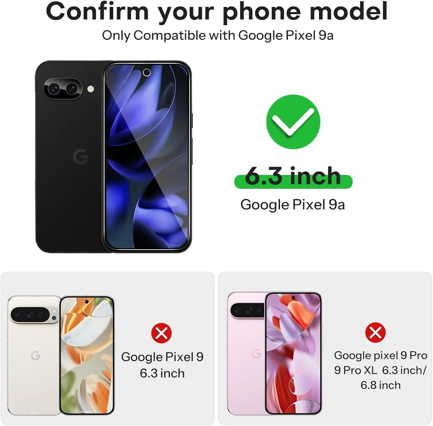 [بسته 4 عددی] محافظ صفحه نمایش T Tersely برای Google Pixel 9a 2025، سازگار با اثر انگشت، شیشه حرارت دیده ضد خش، سازگار با قاب، شفاف HD