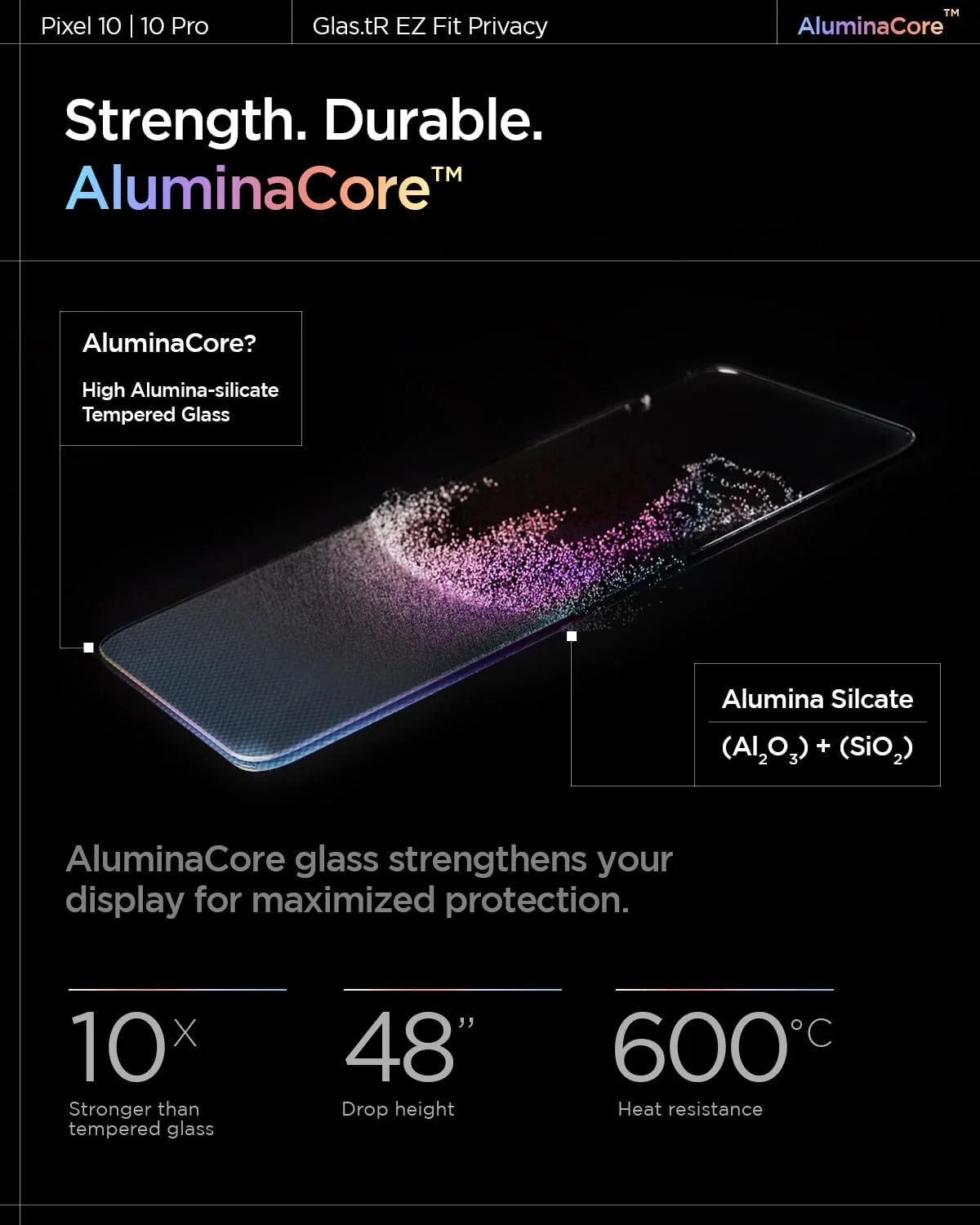 محافظ صفحه نمایش حریم خصوصی شیشه ای Spigen GLAStR EZ FIT [بسته 2 عددی] برای Google Pixel 9/9 Pro | Pixel 10, Pixel 10 PRO، شیشه حرارت دیده ممتاز با فناوری تراز خودکار - بسته 2 عددی