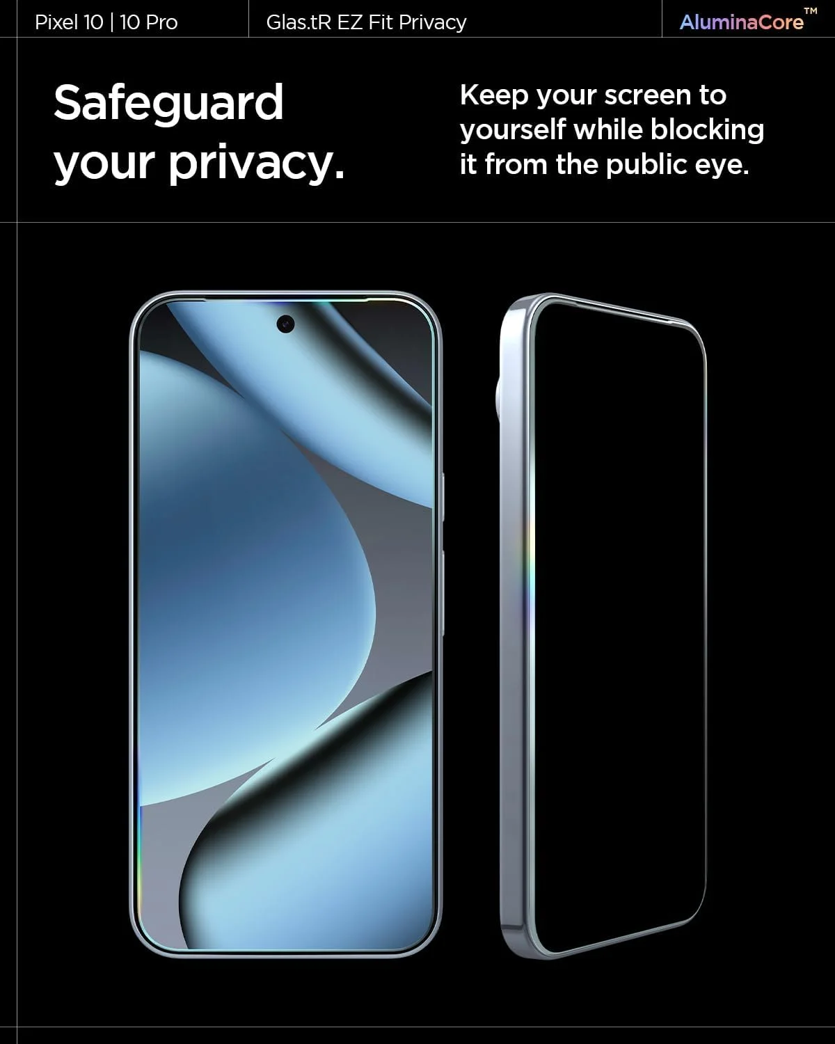 محافظ صفحه نمایش حریم خصوصی شیشه ای Spigen GLAStR EZ FIT [بسته 2 عددی] برای Google Pixel 9/9 Pro | Pixel 10, Pixel 10 PRO، شیشه حرارت دیده ممتاز با فناوری تراز خودکار - بسته 2 عددی