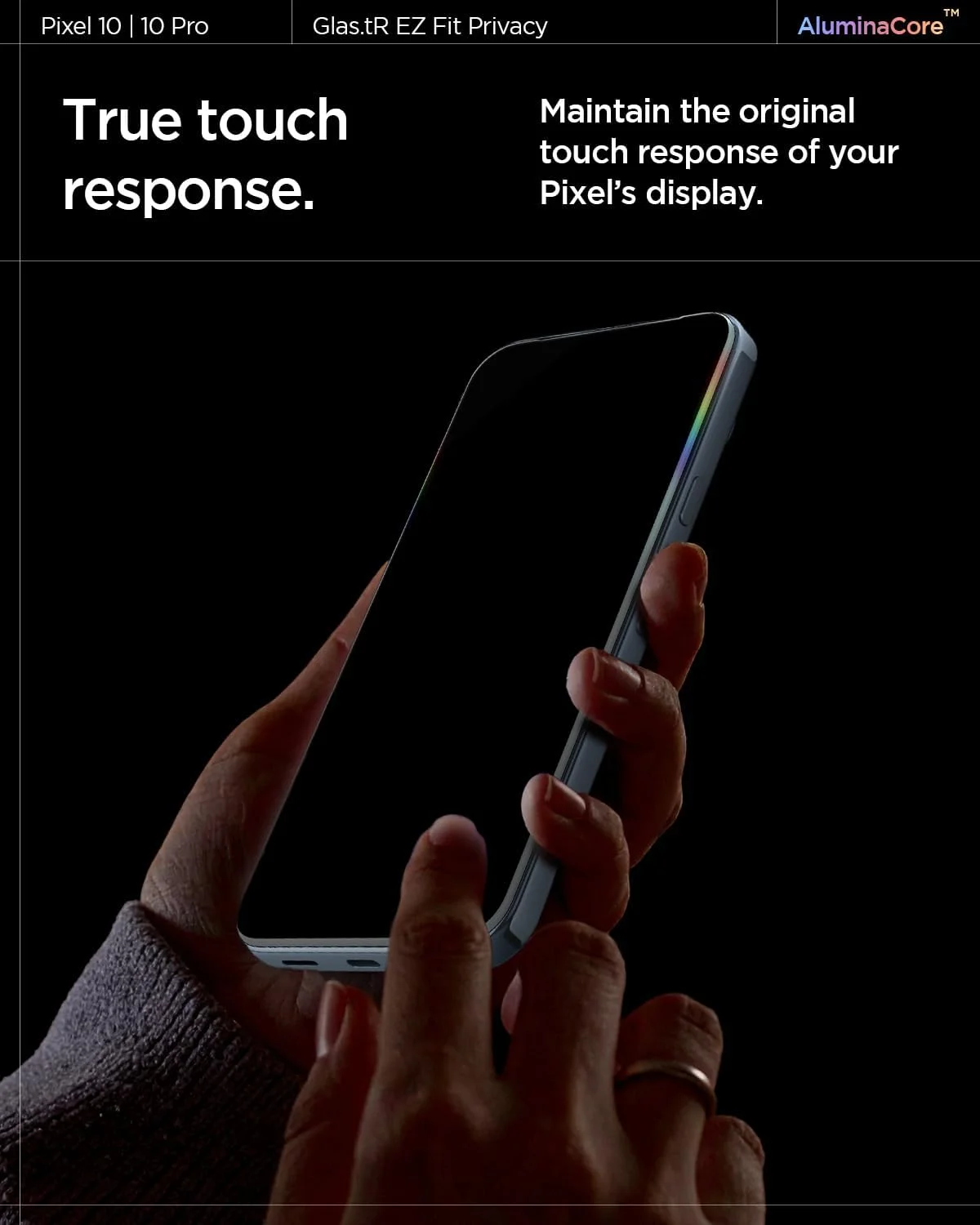 محافظ صفحه نمایش حریم خصوصی شیشه ای Spigen GLAStR EZ FIT [بسته 2 عددی] برای Google Pixel 9/9 Pro | Pixel 10, Pixel 10 PRO، شیشه حرارت دیده ممتاز با فناوری تراز خودکار - بسته 2 عددی