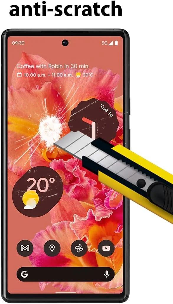 محافظ صفحه نمایش Al-HuTrusHi سازگار با Google Pixel 6، شیشه حرارت دیده [ضد تابش نور] [پوشش کامل HD] [نصب آسان] [سختی 9H] [حساس به لمس] [ضد خرد شدن]…