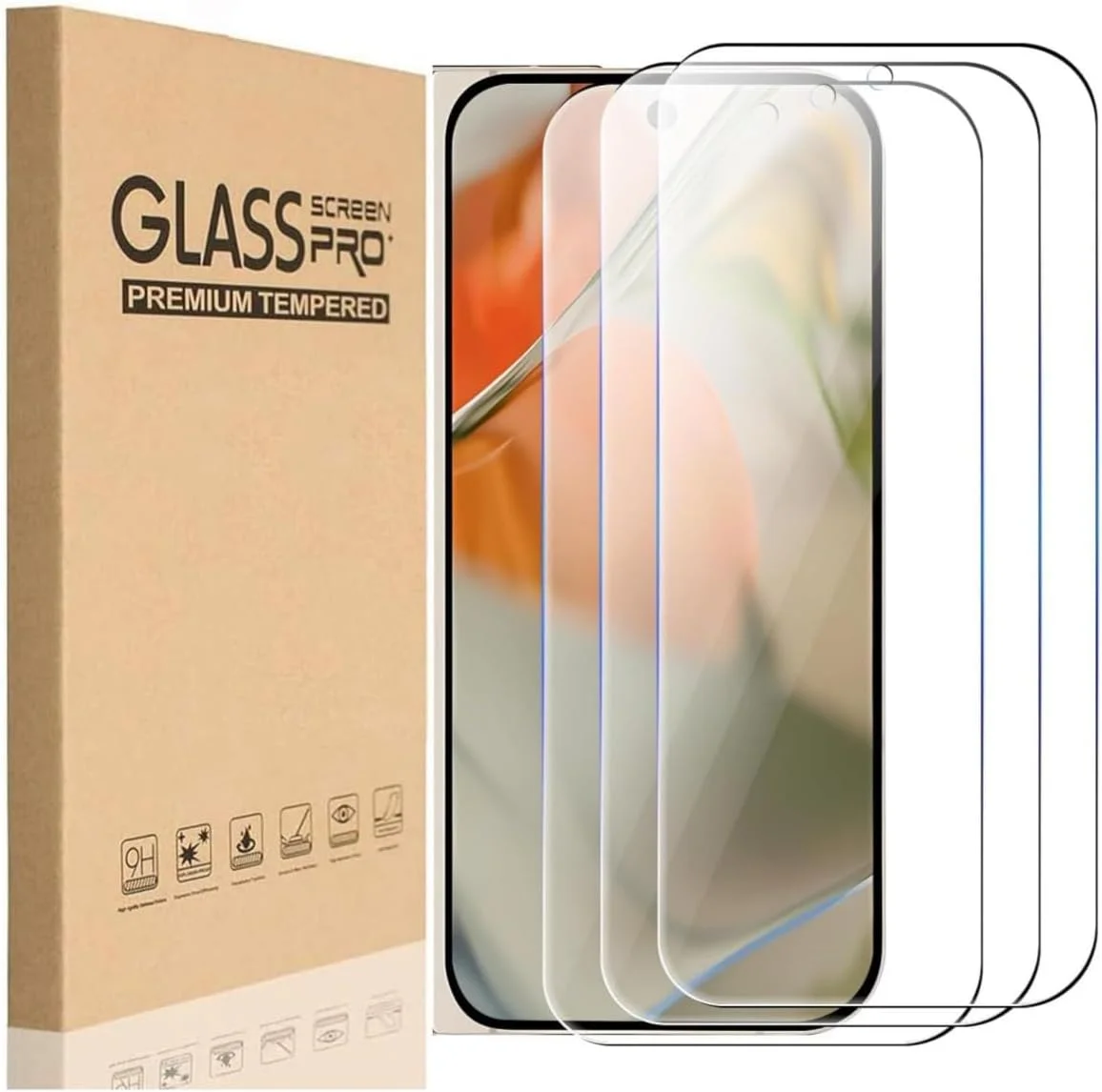 محافظ صفحه نمایش شیشه ای حرارت دیده 9H زوییک [بسته 3 عددی] برای گوگل پیکسل 9 پرو فولد 2024، نصب آسان، وضوح فوق العاده، حساسیت لمسی، فیلم ضد خش