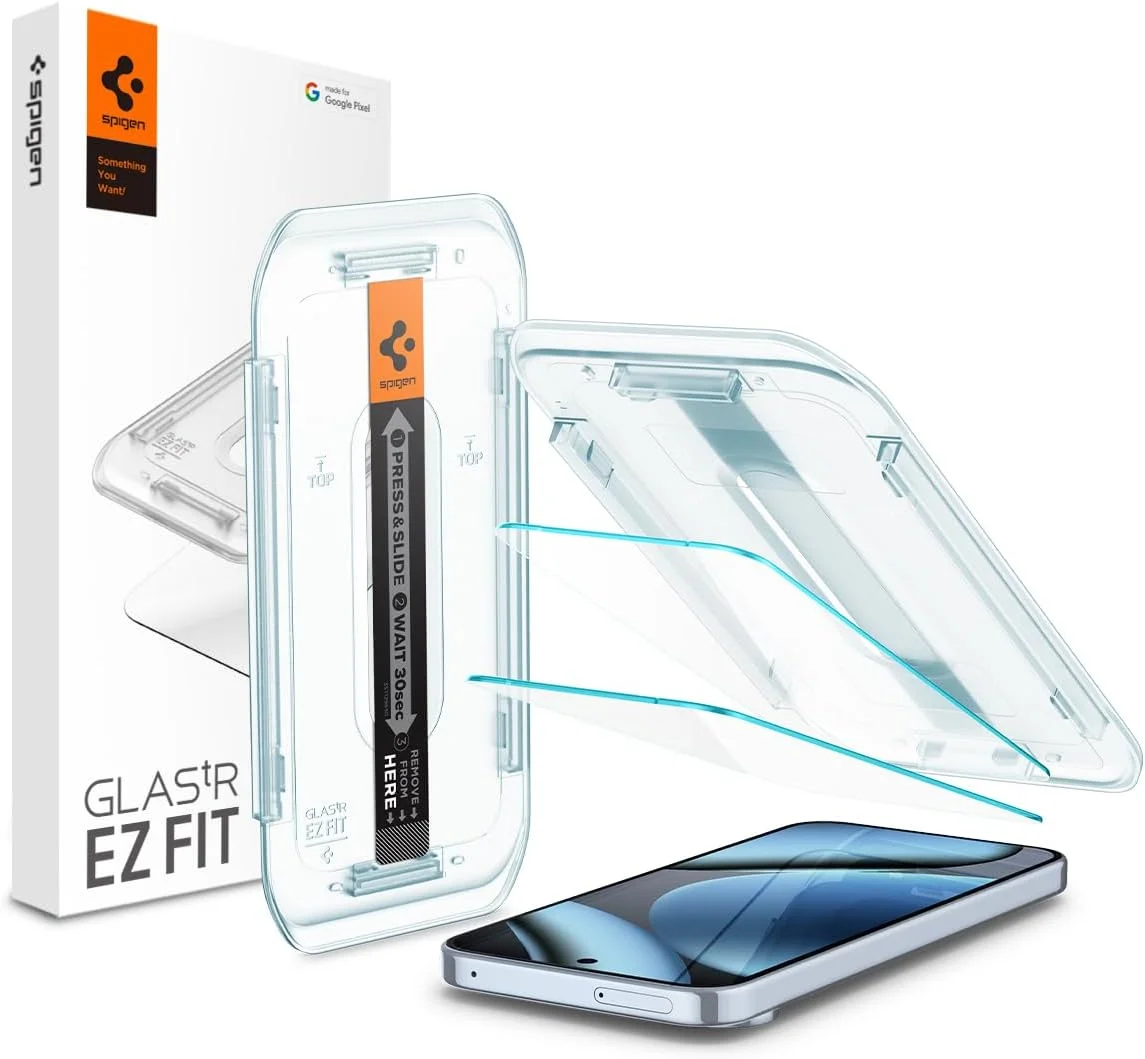 محافظ صفحه نمایش شیشه ای حرارت دیده پریمیوم Spigen GLAStR EZ FIT برای Google Pixel 9/9 Pro | Pixel 10, Pixel 10 Pro - سازگار با قاب [2 عددی]
