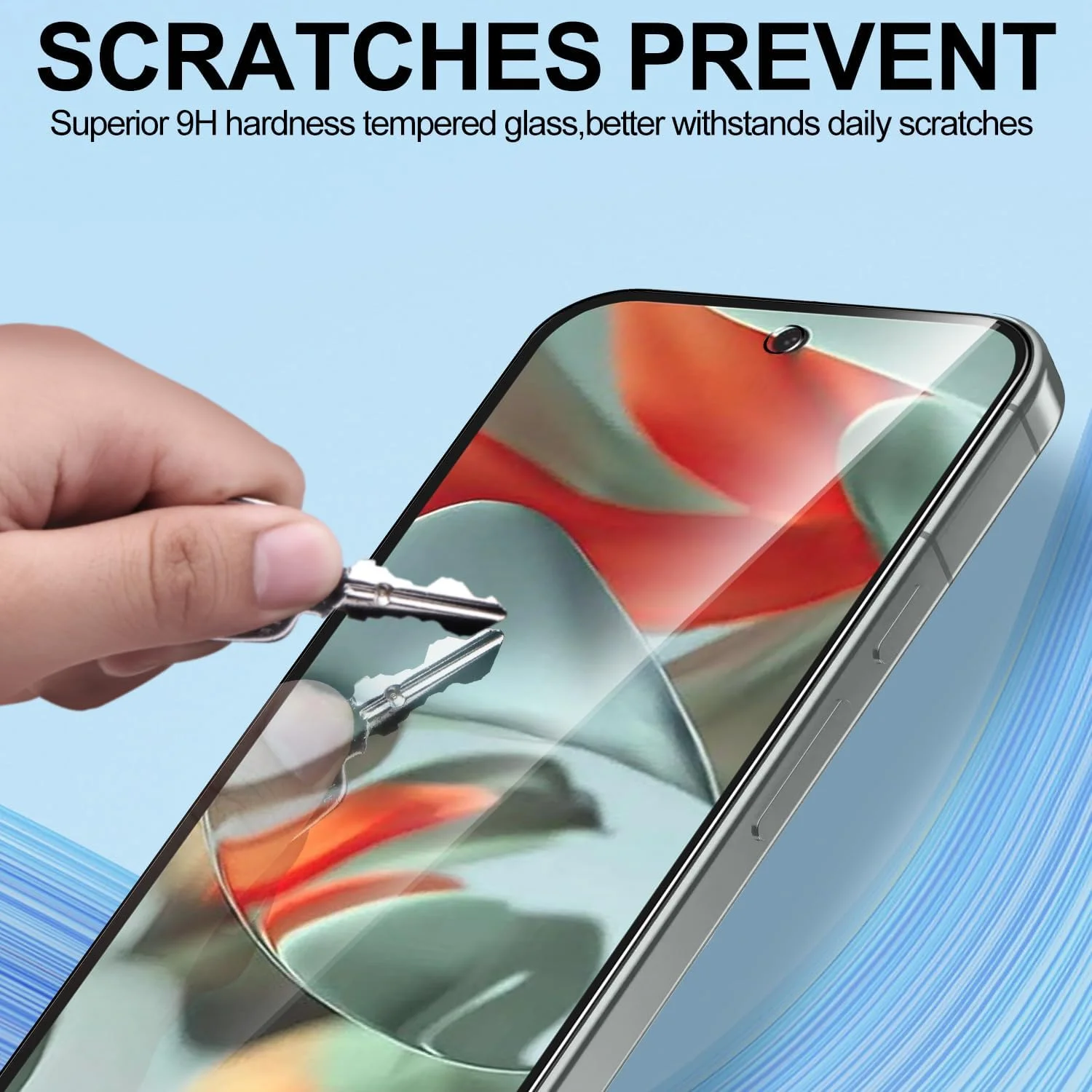 محافظ صفحه نمایش شیشه ای حرارت دیده T Tersely [بسته 3+3 عددی] برای گوگل پیکسل 9 به همراه محافظ لنز دوربین و قاب تراز نصب، سازگار با قاب، شفاف HD - 3 عدد در هر بسته