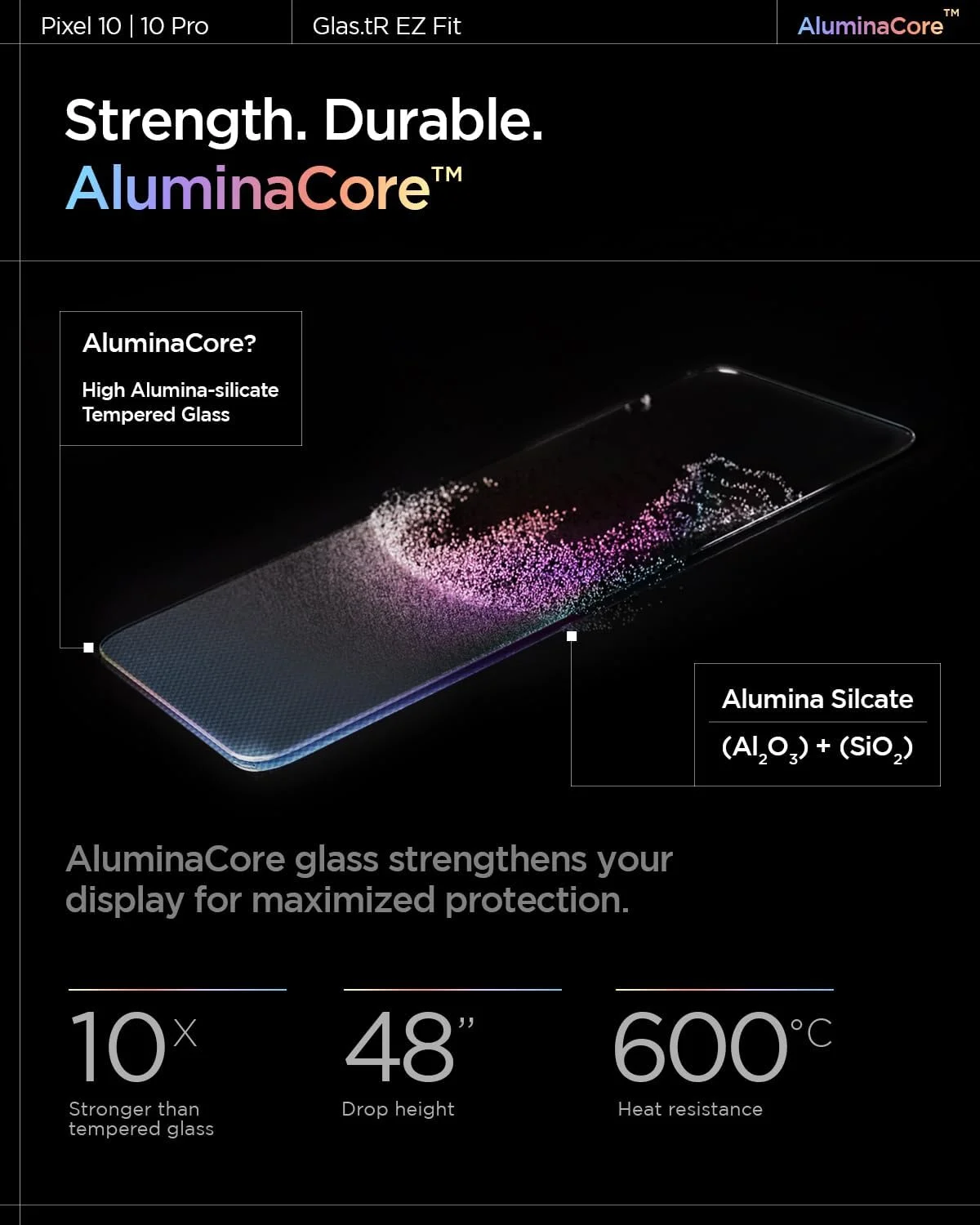 محافظ صفحه نمایش شیشه ای حرارت دیده پریمیوم Spigen GLAStR EZ FIT برای Google Pixel 9/9 Pro | Pixel 10, Pixel 10 Pro - سازگار با قاب [2 عددی]