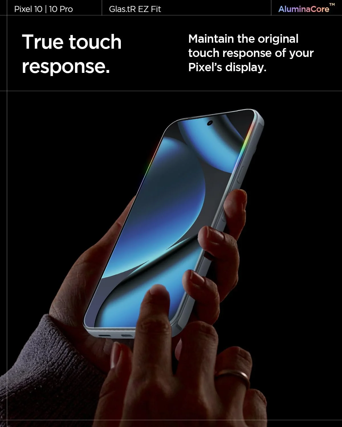 محافظ صفحه نمایش شیشه ای حرارت دیده پریمیوم Spigen GLAStR EZ FIT برای Google Pixel 9/9 Pro | Pixel 10, Pixel 10 Pro - سازگار با قاب [2 عددی]