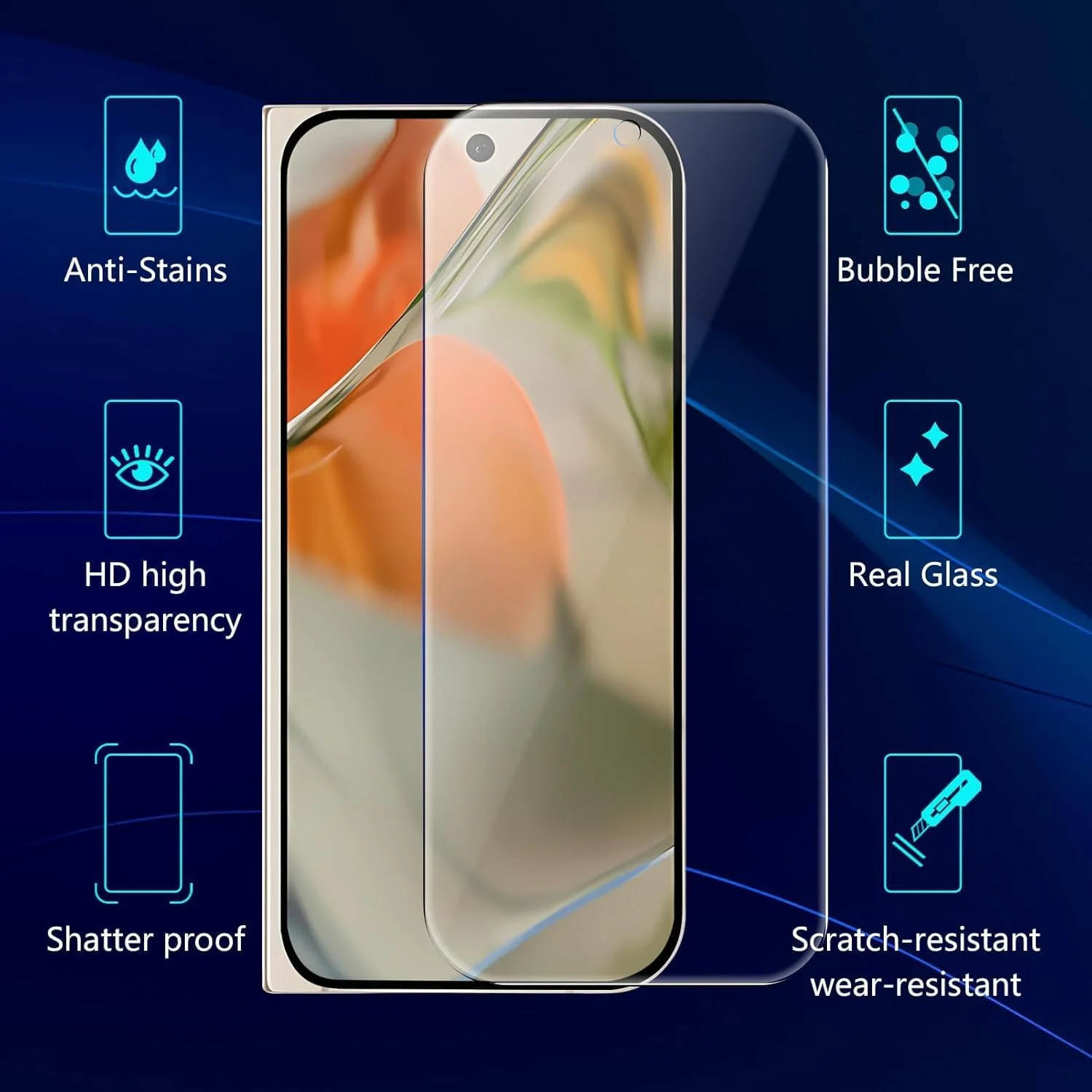 محافظ صفحه نمایش شیشه ای حرارت دیده 9H زوییک [بسته 3 عددی] برای گوگل پیکسل 9 پرو فولد 2024، نصب آسان، وضوح فوق العاده، حساسیت لمسی، فیلم ضد خش