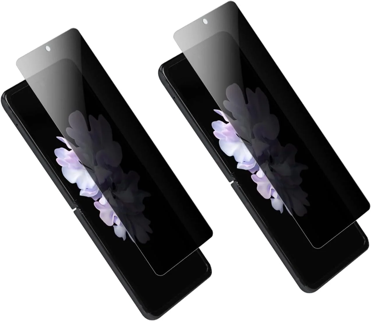 محافظ صفحه نمایش UEEBAI برای گوشی سامسونگ گلکسی زد فلیپ 5G، [بسته 2 عددی] [پوشش کامل] شیشه حرارت دیده ممتاز با سختی 9H [ضد جاسوسی] محافظ صفحه نمایش فوق العاده نازک با محافظت از لبه، بدون حباب و ضد خش