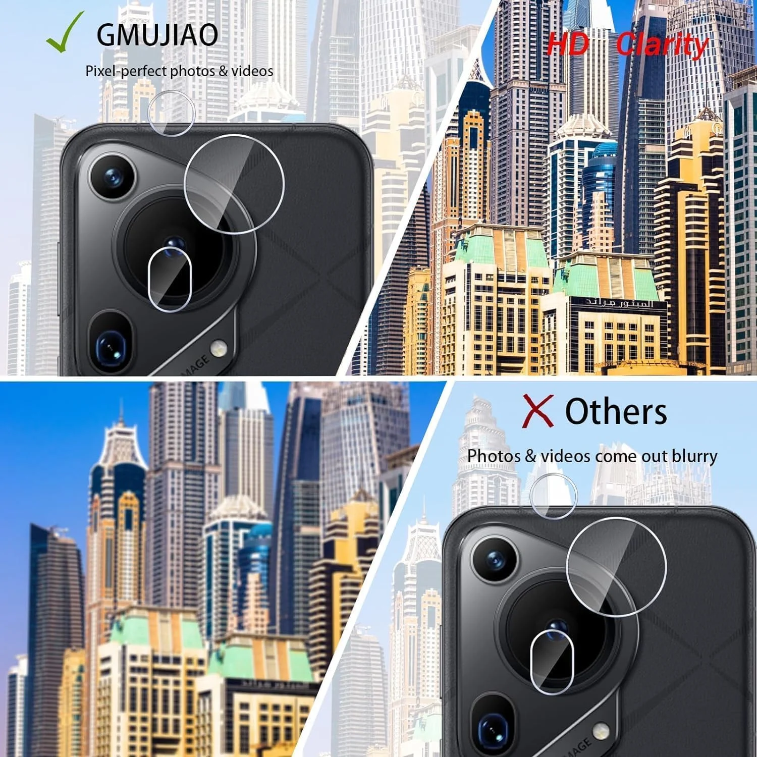 محافظ صفحه نمایش شیشه ای حرارت دیده و محافظ دوربین پوچن سازگار با گوشی هوآوی Pura 70 Pro، بسته 2+2 عددی، فیلم شیشه ای حرارت دیده محافظ دوربین سه بعدی