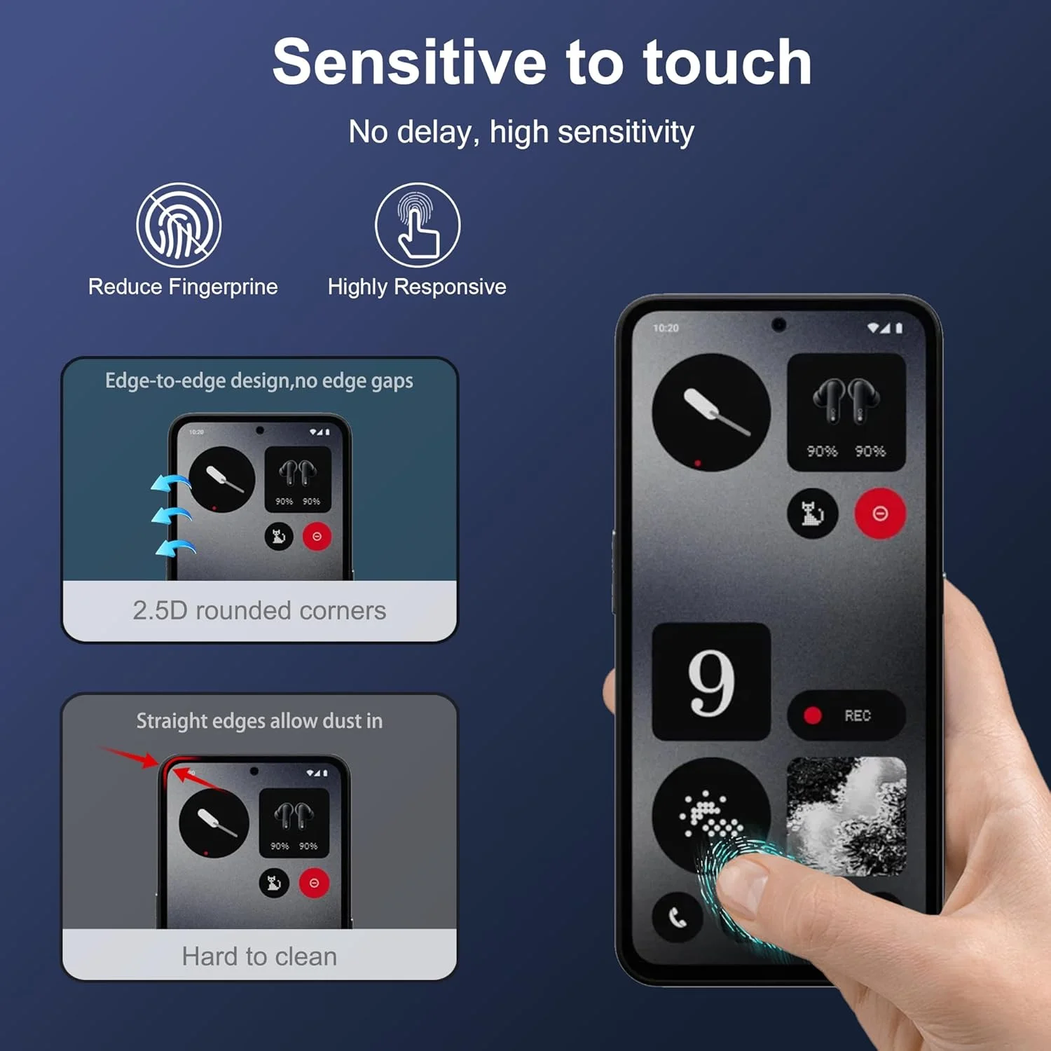 محافظ صفحه نمایش zZjoOoj برای CMF Phone 1، بسته 2 عددی محافظ صفحه شیشه ای حرارت دیده به همراه 2 عدد محافظ دوربین [فیلم شیشه ای با سختی 9H] [شیشه محافظ شفاف HD] [ضد خش]