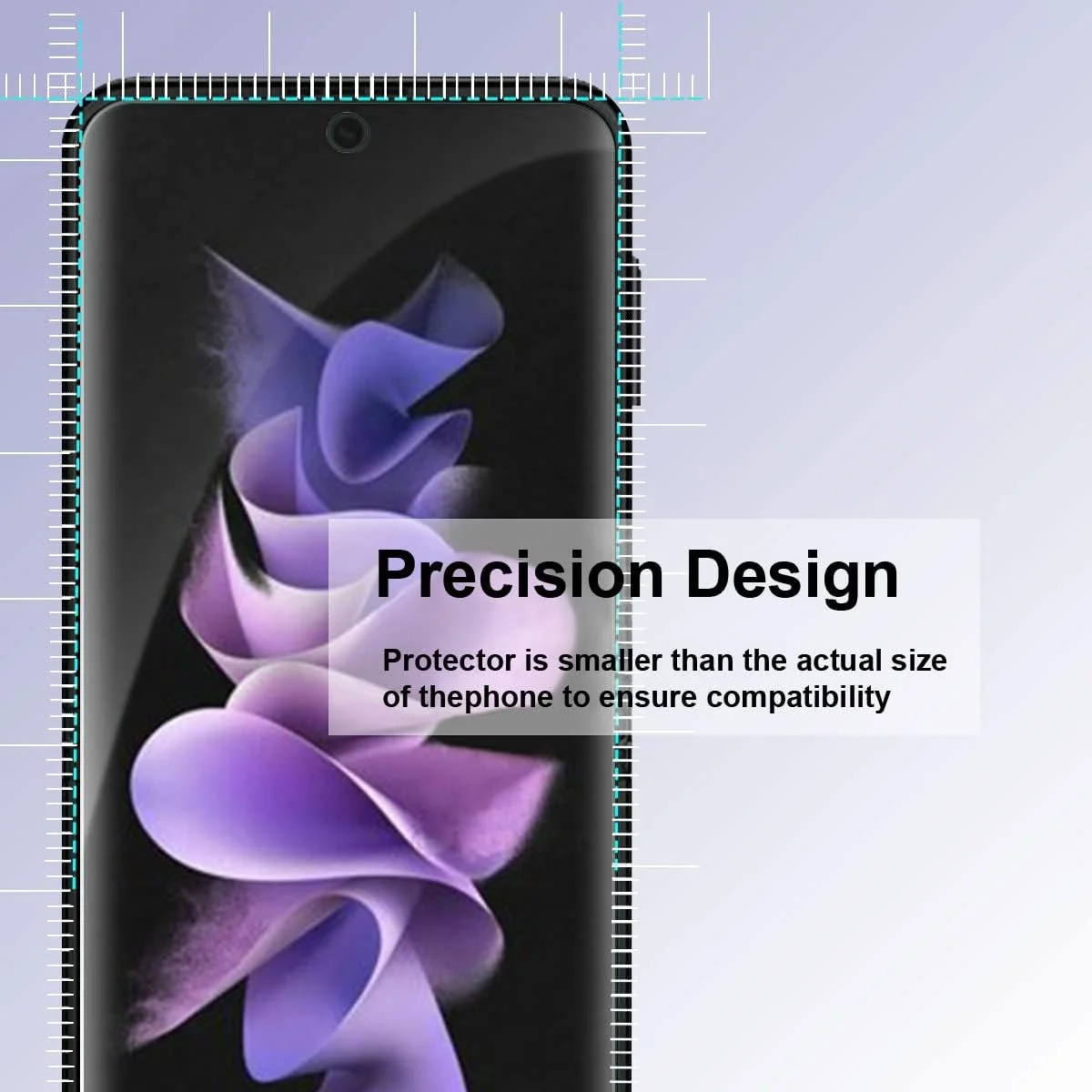 محافظ صفحه نمایش UEEBAI برای گوشی سامسونگ گلکسی زد فلیپ 5G، [بسته 2 عددی] [پوشش کامل] شیشه حرارت دیده ممتاز با سختی 9H [ضد جاسوسی] محافظ صفحه نمایش فوق العاده نازک با محافظت از لبه، بدون حباب و ضد خش