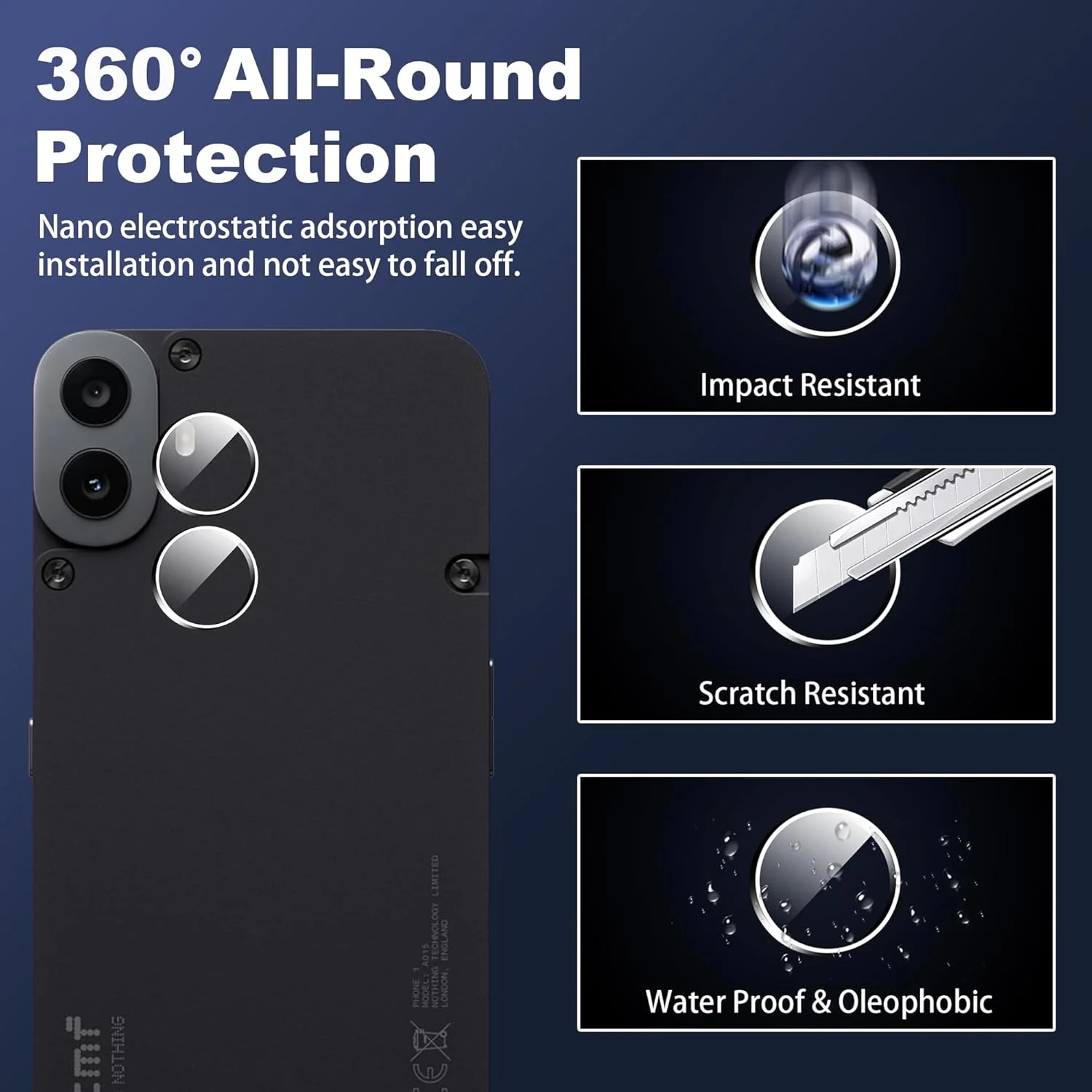 محافظ صفحه نمایش zZjoOoj برای CMF Phone 1، بسته 2 عددی محافظ صفحه شیشه ای حرارت دیده به همراه 2 عدد محافظ دوربین [فیلم شیشه ای با سختی 9H] [شیشه محافظ شفاف HD] [ضد خش]