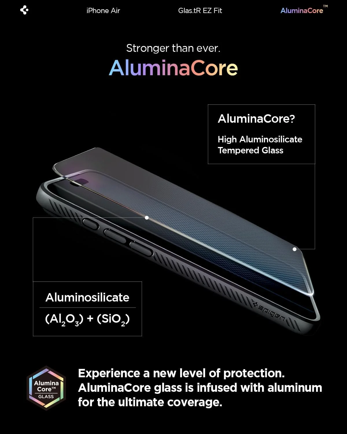 محافظ صفحه نمایش شیشه ای Spigen GLAStR EZ FIT طراحی شده برای آیفون ایر (2025)، شیشه حرارت دیده ممتاز - سازگار با قاب و محافظت از حسگر [2 عدد]