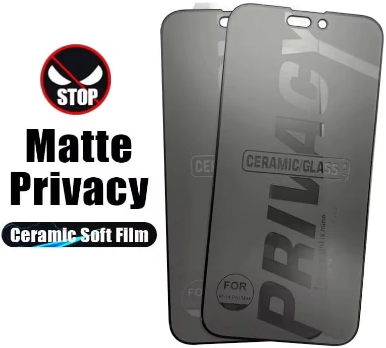 محافظ صفحه نمایش حریم خصوصی آیفون 16 پرو مکس، فیلم سرامیکی مات، ضد جاسوسی، چسب کامل، محافظ صفحه نمایش انعطاف پذیر و نشکن برای (آیفون 16 پرو مکس)