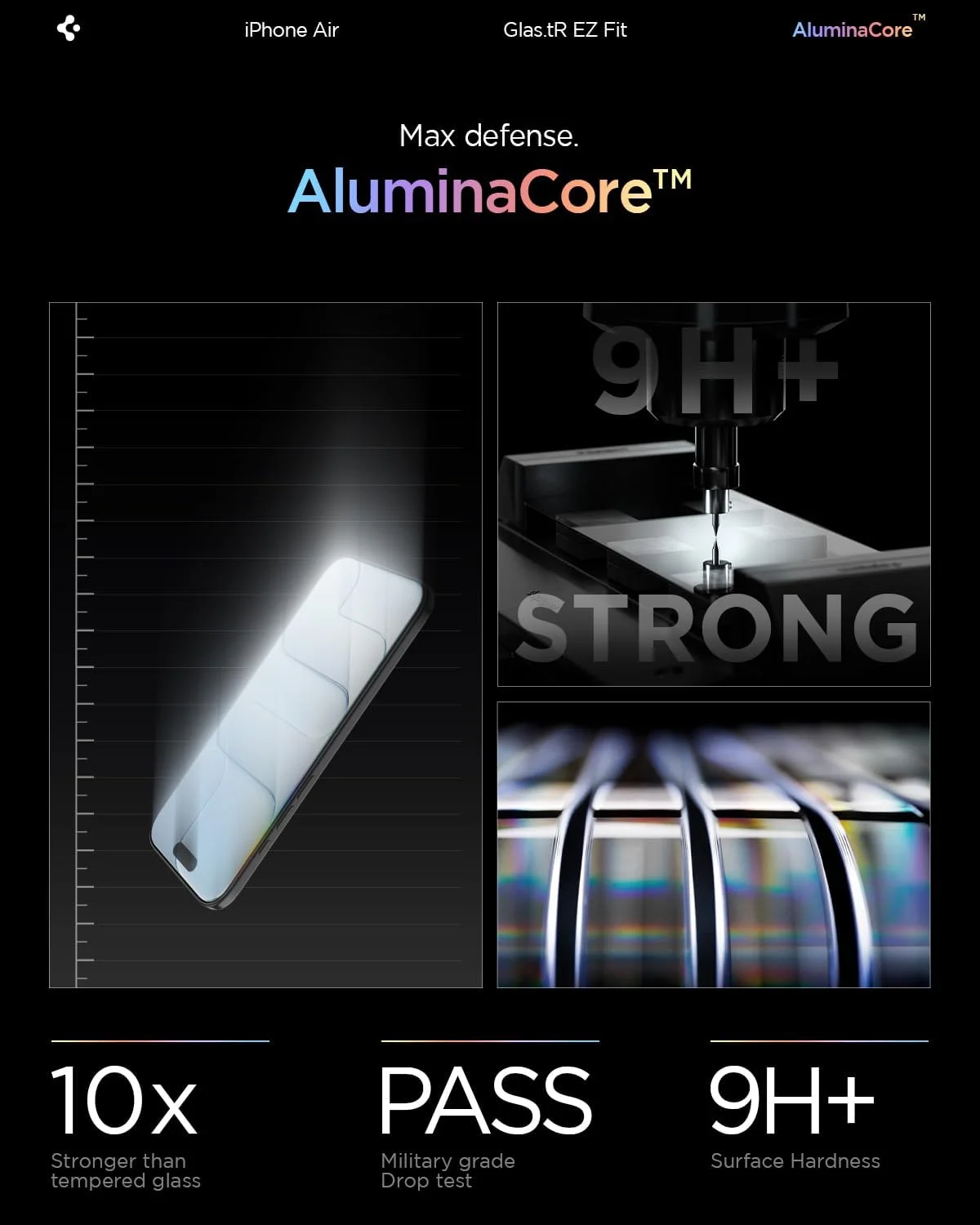 محافظ صفحه نمایش شیشه ای Spigen GLAStR EZ FIT طراحی شده برای آیفون ایر (2025)، شیشه حرارت دیده ممتاز - سازگار با قاب و محافظت از حسگر [2 عدد]