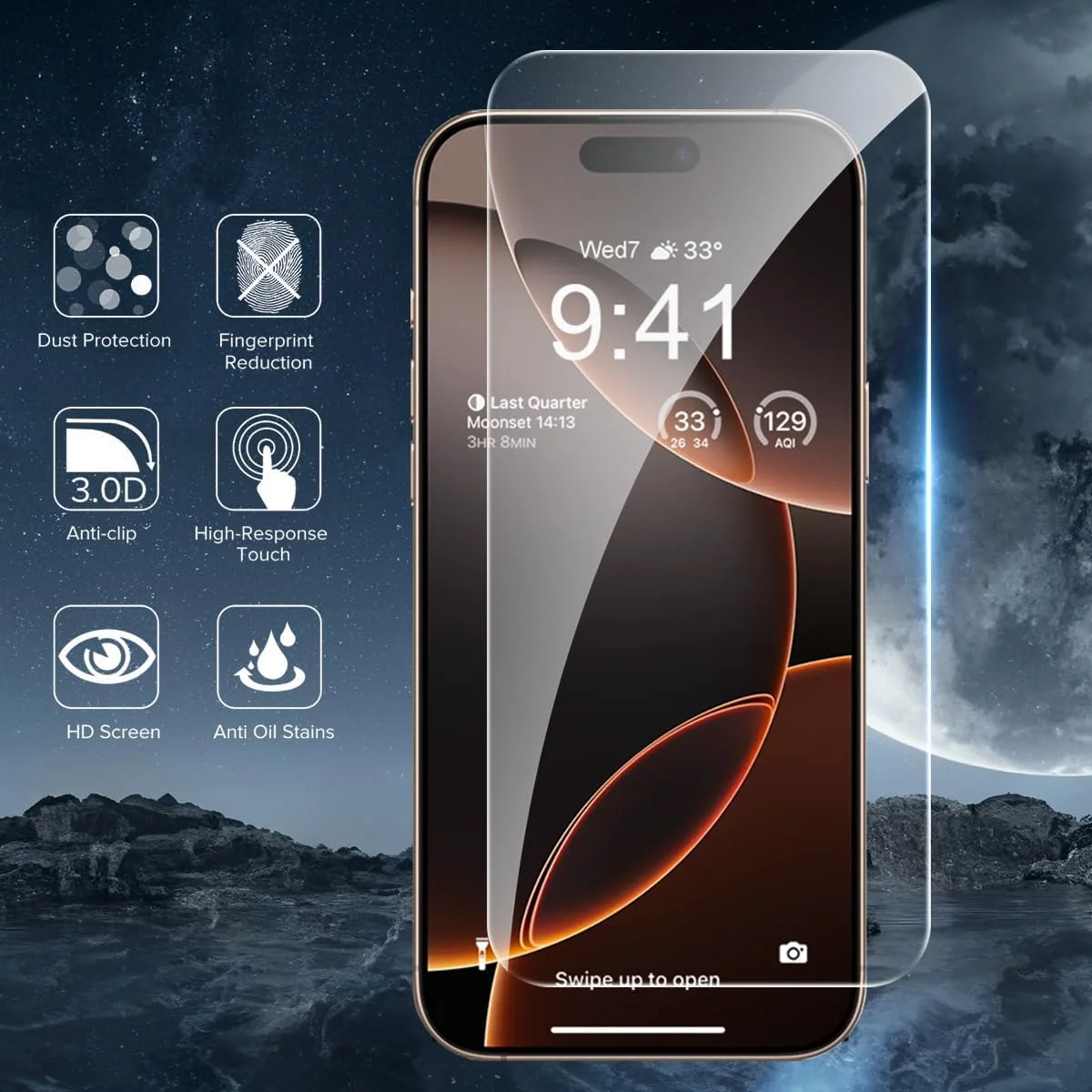 محافظ صفحه نمایش شیشه ای [بسته 4 عددی] T Tersely برای آیفون 16 پرو (6.3 اینچ)، شیشه حرارت دیده با قاب نصب تراز، سازگار با قاب، شفاف HD