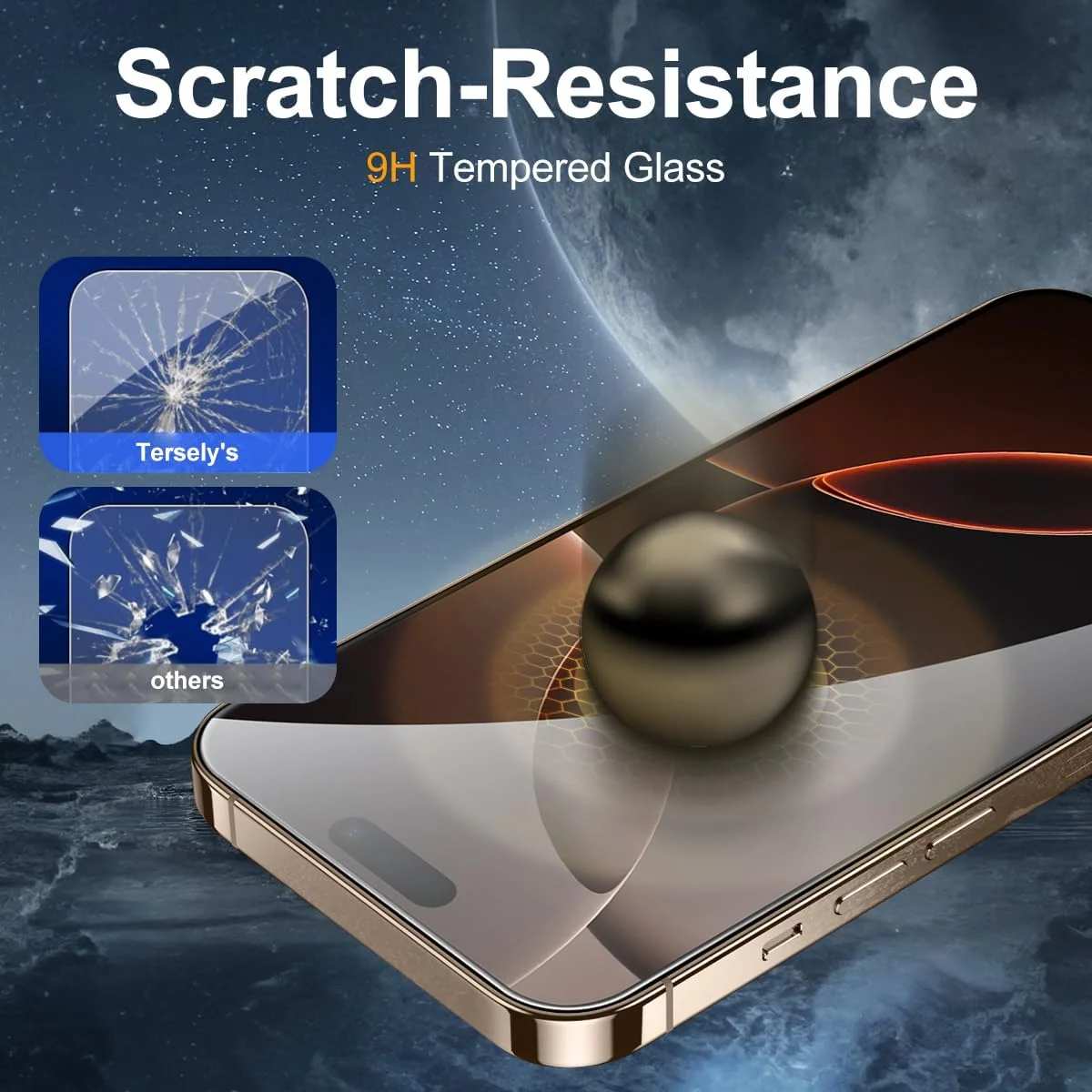 محافظ صفحه نمایش شیشه ای [بسته 4 عددی] T Tersely برای آیفون 16 پرو (6.3 اینچ)، شیشه حرارت دیده با قاب نصب تراز، سازگار با قاب، شفاف HD