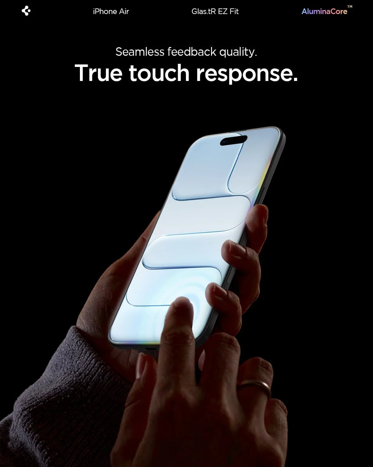 محافظ صفحه نمایش شیشه ای Spigen GLAStR EZ FIT طراحی شده برای آیفون ایر (2025)، شیشه حرارت دیده ممتاز - سازگار با قاب و محافظت از حسگر [2 عدد]