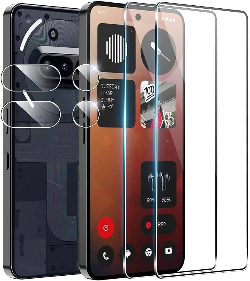 محافظ صفحه نمایش 5D بوراق برای ناتینگ 3A، پوشش کامل، شیشه حرارت دیده 9H با کیفیت Ultra HD، نصب آسان محافظ صفحه نمایش برای ناتینگ 3A