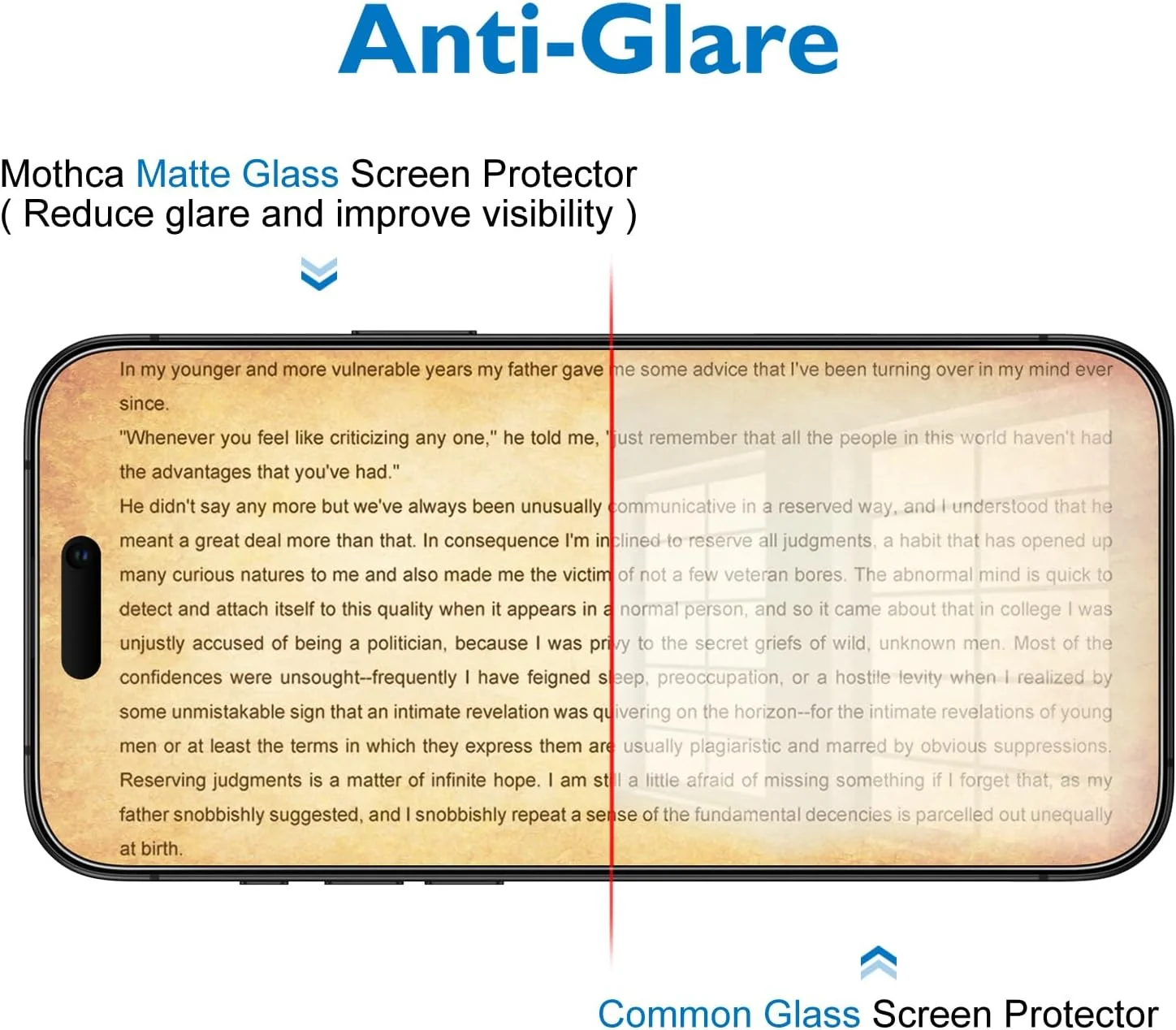 محافظ صفحه نمایش مات Mothca برای آیفون 17/ آیفون 16 پرو، فیلم شیشه ای حرارت دیده، ضد تابش نور و ضد اثر انگشت، سازگار با قاب، نصب آسان بدون حباب - صاف و ابریشمی، 6.3 اینچ (1 عدد)