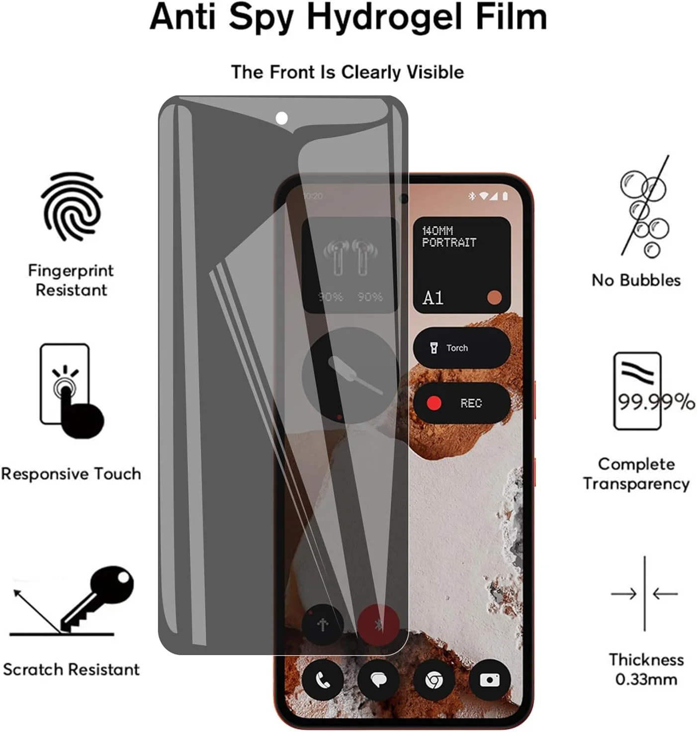 محافظ صفحه نمایش حریم خصوصی KUSINHOKA برای گوشی ناتینگ CMF Phone 2 Pro، [2 عدد] فیلم محافظ هیدروژل HD انعطاف پذیر، [ضد خش] محافظ صفحه نمایش حریم خصوصی برای CMF Phone 2 Pro