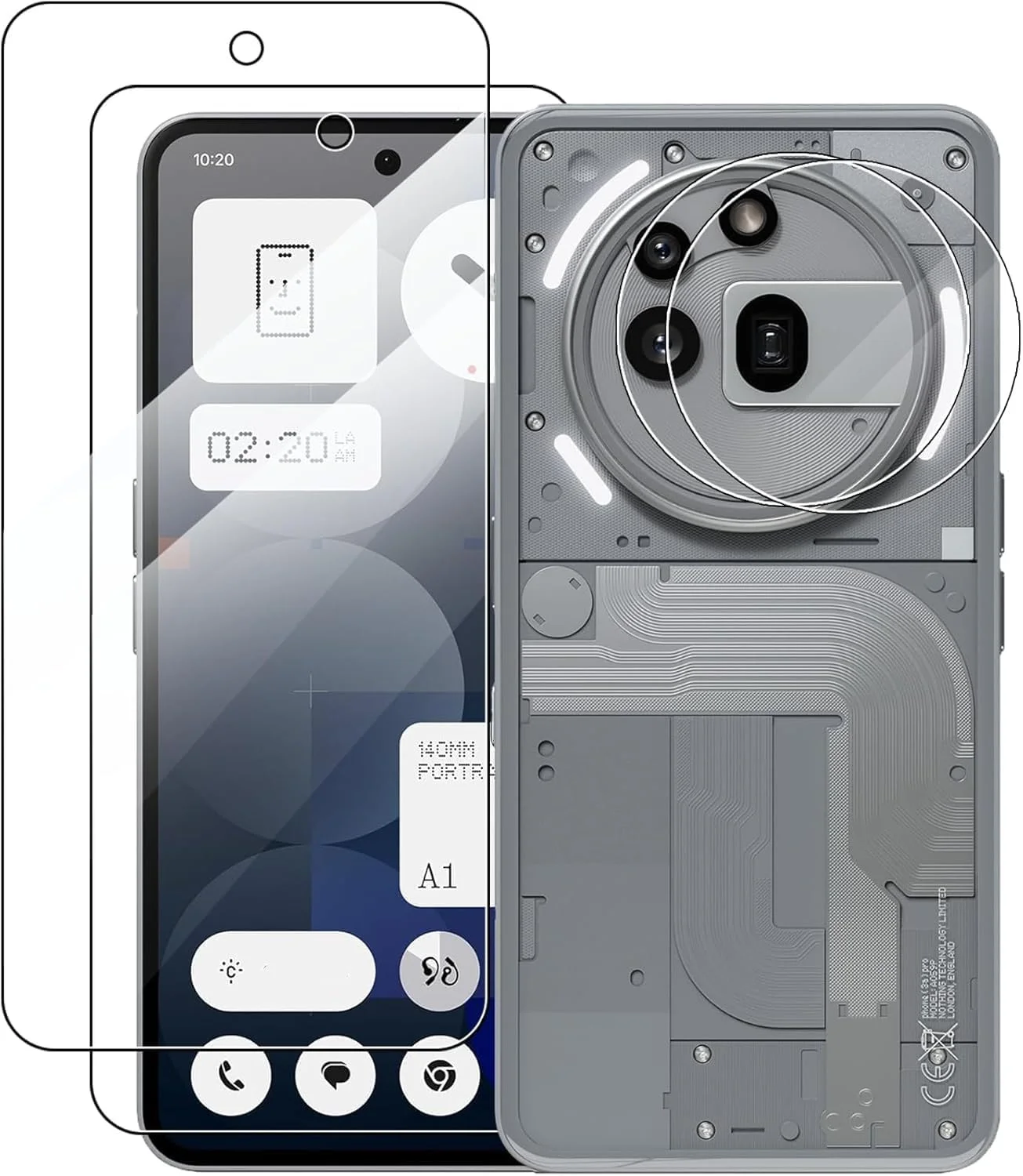 محافظ صفحه نمایش گوشی ناتینگ فون 3A پرو به همراه محافظ لنز دوربین، وضوح 9HD، پوشش کامل، بسته 2 عددی