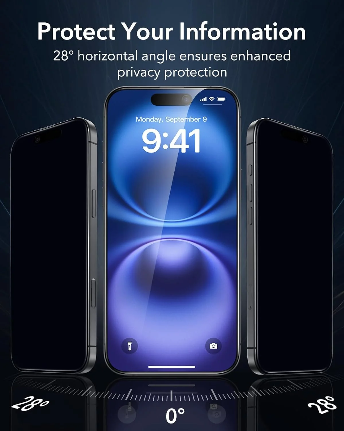 محافظ صفحه نمایش حریم خصوصی ESR سه عددی برای آیفون 16 / آیفون 15، محافظ صفحه نمایش شیشه ای حرارت دیده ضد جاسوسی با ابزار نصب آسان، لبه های میکرو منحنی، سازگار با قاب