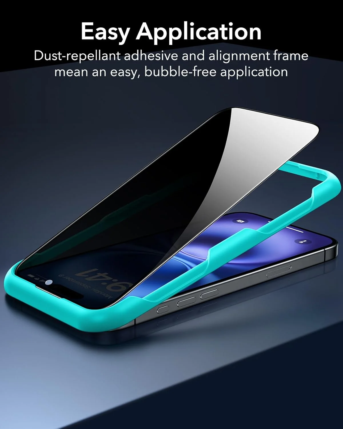 محافظ صفحه نمایش حریم خصوصی ESR سه عددی برای آیفون 16 / آیفون 15، محافظ صفحه نمایش شیشه ای حرارت دیده ضد جاسوسی با ابزار نصب آسان، لبه های میکرو منحنی، سازگار با قاب