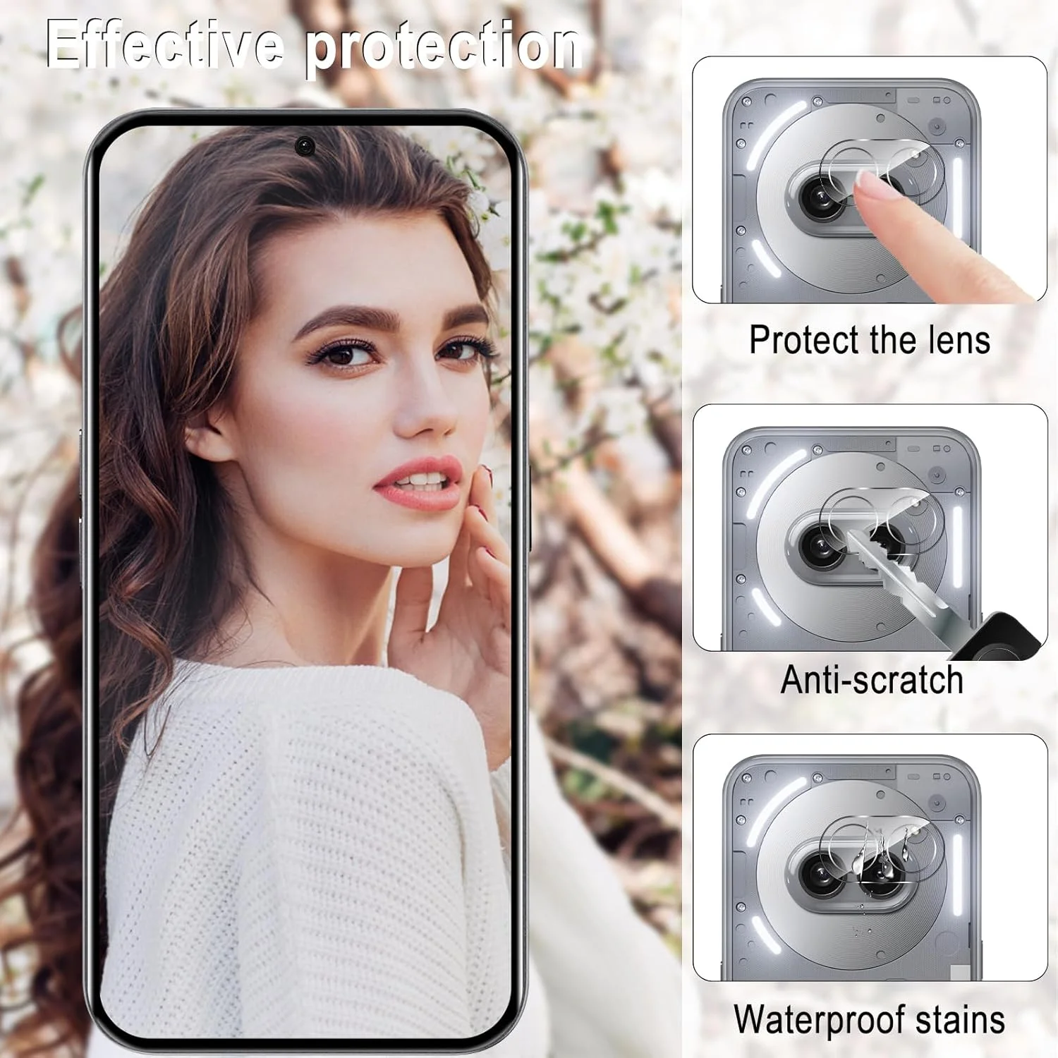محافظ صفحه نمایش حریم خصوصی Gruattreay [بسته 2+2] سازگار با Nothing Phone 2a Plus به همراه محافظ لنز دوربین، شیشه حرارت دیده ضد جاسوسی، سختی 9H ضد خش