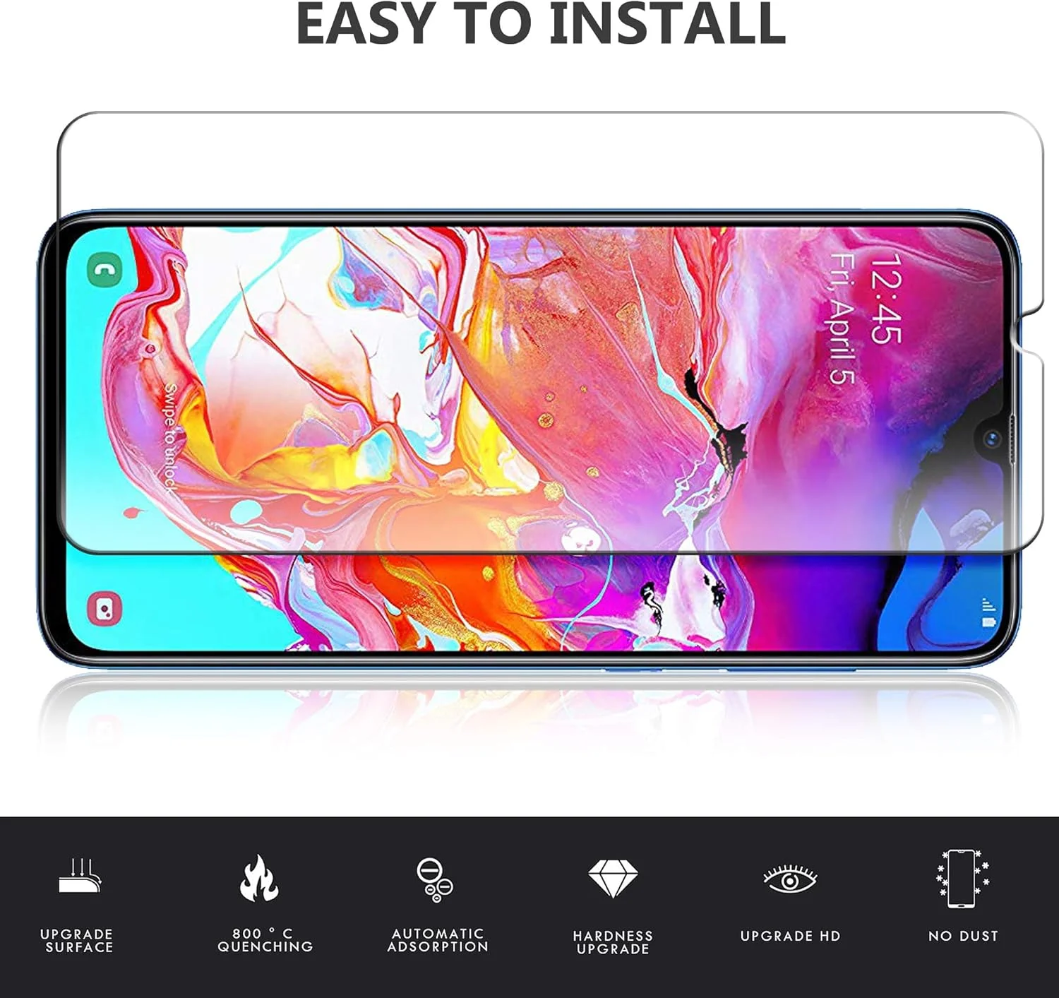 محافظ صفحه نمایش شیشه ای حرارت دیده ELTD برای گوشی سامسونگ گلکسی A70، وضوح HD و نصب آسان بدون حباب محافظ صفحه نمایش شیشه ای حرارت دیده ELTD برای گوشی سامسونگ گلکسی A70، وضوح HD و نصب آسان بدون حباب