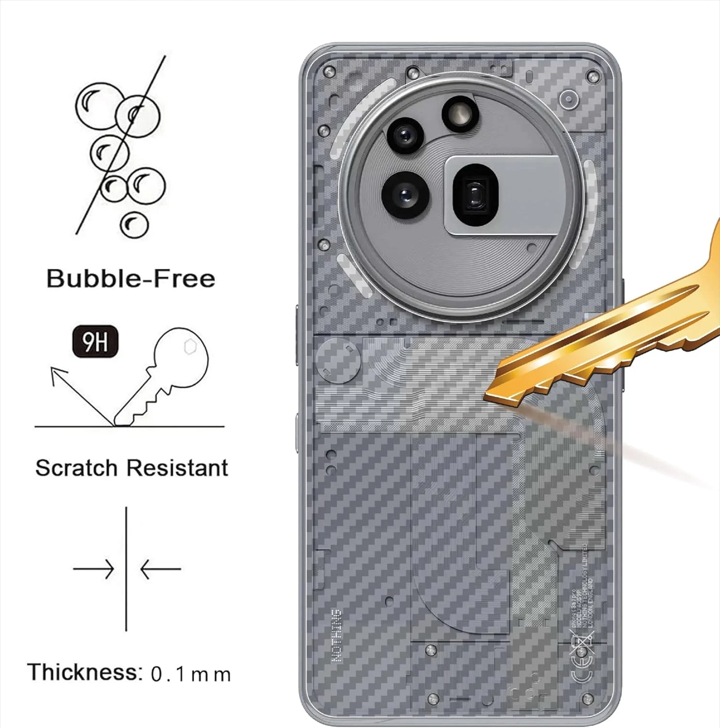 محافظ پشت گوشی سازگار با Nothing Phone 3a Pro، [4 عدد] فیلم نرم PET فوق العاده نازک 0.1 میلی متری پشت [ضد لغزش] [ضد اثر انگشت]