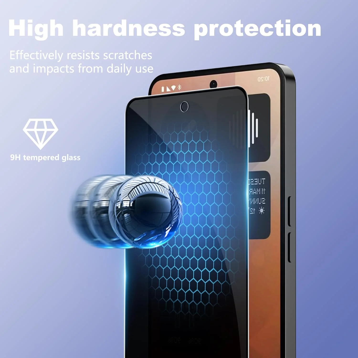 محافظ صفحه نمایش حریم خصوصی CAUHENYEE برای ناتینگ فون 3A/3A Pro، [محافظت سه گانه] ضد جاسوسی، ضد خش، محافظ صفحه نمایش - فیلم محافظ حریم خصوصی با سختی 9H - بسته 2 عددی