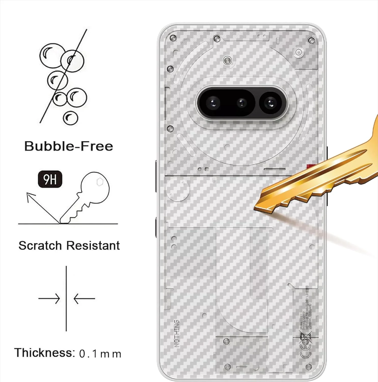 محافظ صفحه نمایش پشتی رترو GIOPUEY سازگار با ناتینگ فون (3A) [4 عدد] محافظ پشتی نرم و فوق العاده نازک 0.1 میلی متری [ضد اثر انگشت]