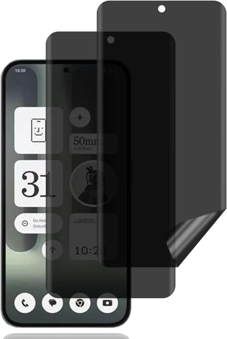 محافظ صفحه نمایش حریم خصوصی برای ناتینگ فون 2a/2a Plus/2a+، بسته 2 عددی، فیلم حریم خصوصی، مقاوم در برابر خراش، ضد اثر انگشت، محافظ صفحه نمایش TPU انعطاف پذیر ضد جاسوسی برای ناتینگ فون 2a/2a Plus