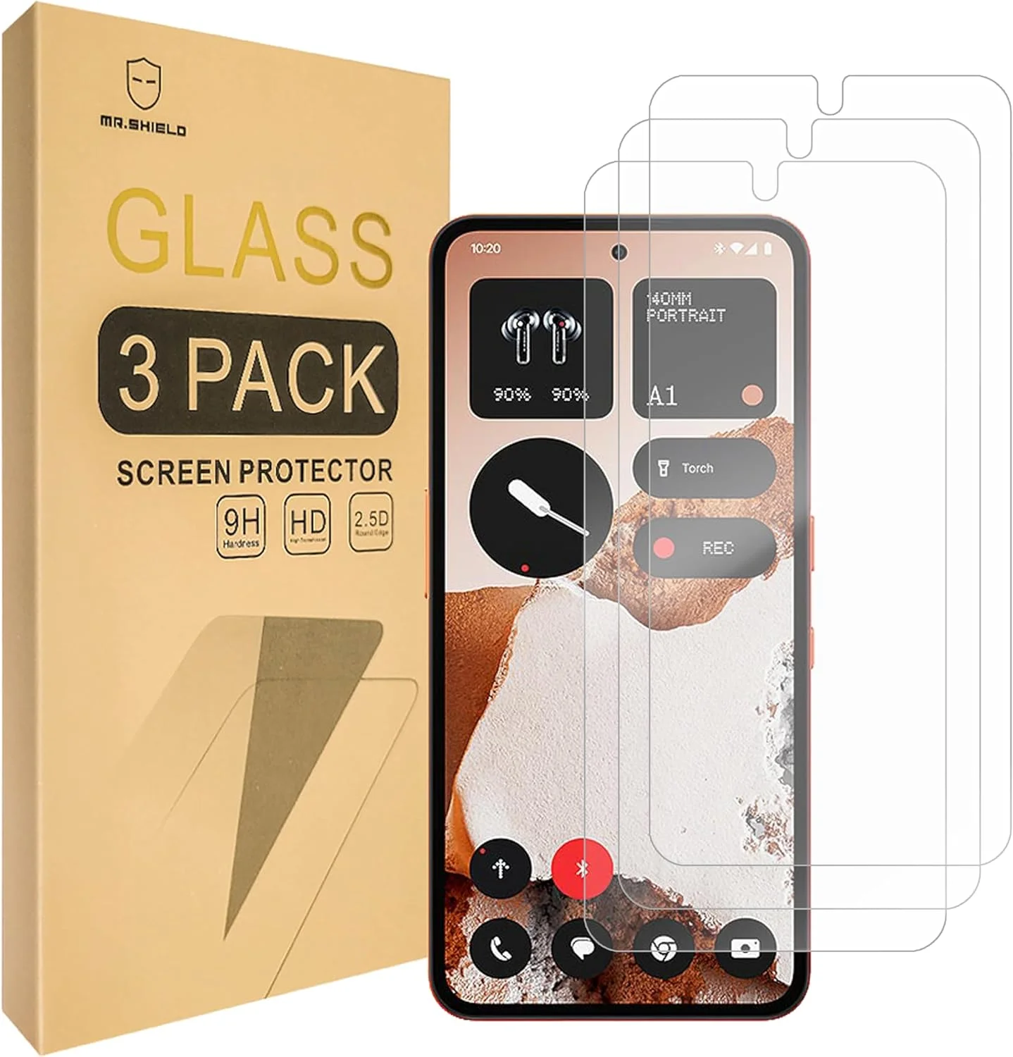 محافظ صفحه نمایش Mr.Shield برای Nothing (CMF Phone 2 Pro) [شیشه حرارت دیده] [سختی 9H] [بسته 3 عددی] محافظ صفحه نمایش ضد خش و شفاف