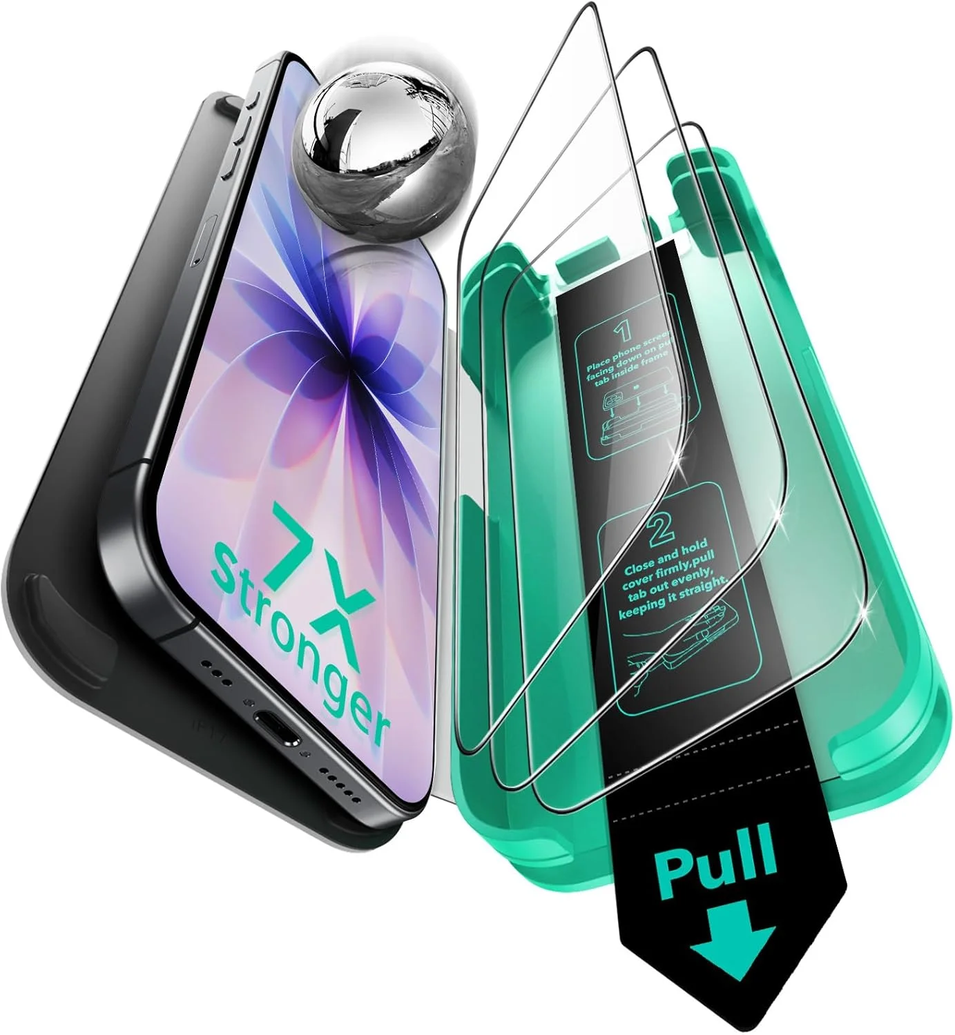 محافظ صفحه نمایش شیشه ای 9H+ سه عددی ESR برای آیفون 16 پرو، شیشه حرارت دیده فوق العاده سخت Armorite