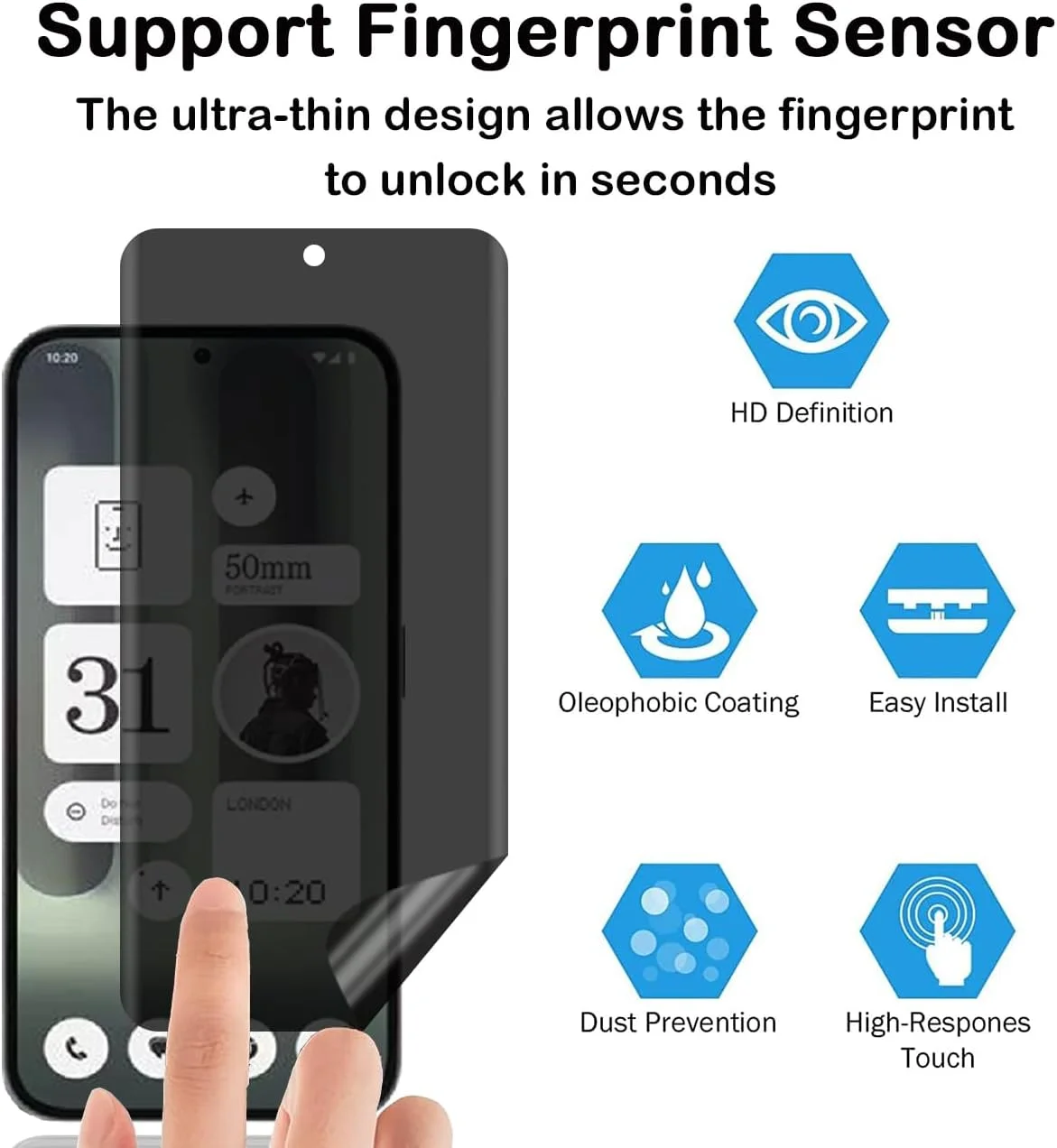 محافظ صفحه نمایش حریم خصوصی برای ناتینگ فون 2a/2a Plus/2a+، بسته 2 عددی، فیلم حریم خصوصی، مقاوم در برابر خراش، ضد اثر انگشت، محافظ صفحه نمایش TPU انعطاف پذیر ضد جاسوسی برای ناتینگ فون 2a/2a Plus محافظ صفحه نمایش حریم خصوصی برای ناتینگ فون 2a/2a Plus/2a+، بسته 2 عددی، فیلم حریم خصوصی، مقاوم در برابر خراش، ضد اثر انگشت، محافظ صفحه نمایش TPU انعطاف پذیر ضد جاسوسی برای ناتینگ فون 2a/2a Plus