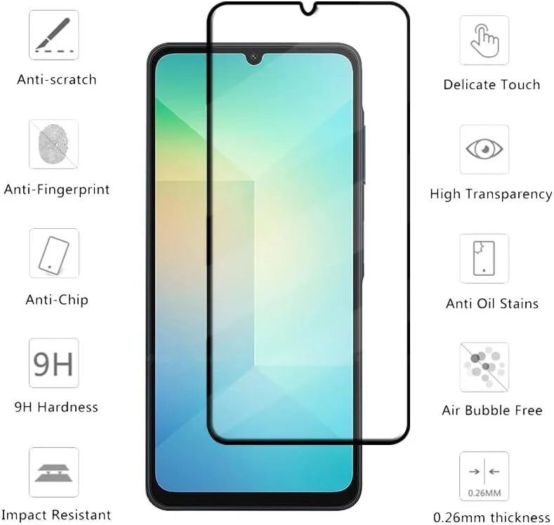 محافظ صفحه نمایش شیشه ای زوبی تک برای سامسونگ گلکسی A06 / گلکسی A07، شیشه حرارت دیده با سختی 9H، ضد اثر انگشت و ضد خش برای سامسونگ گلکسی A06 / A07