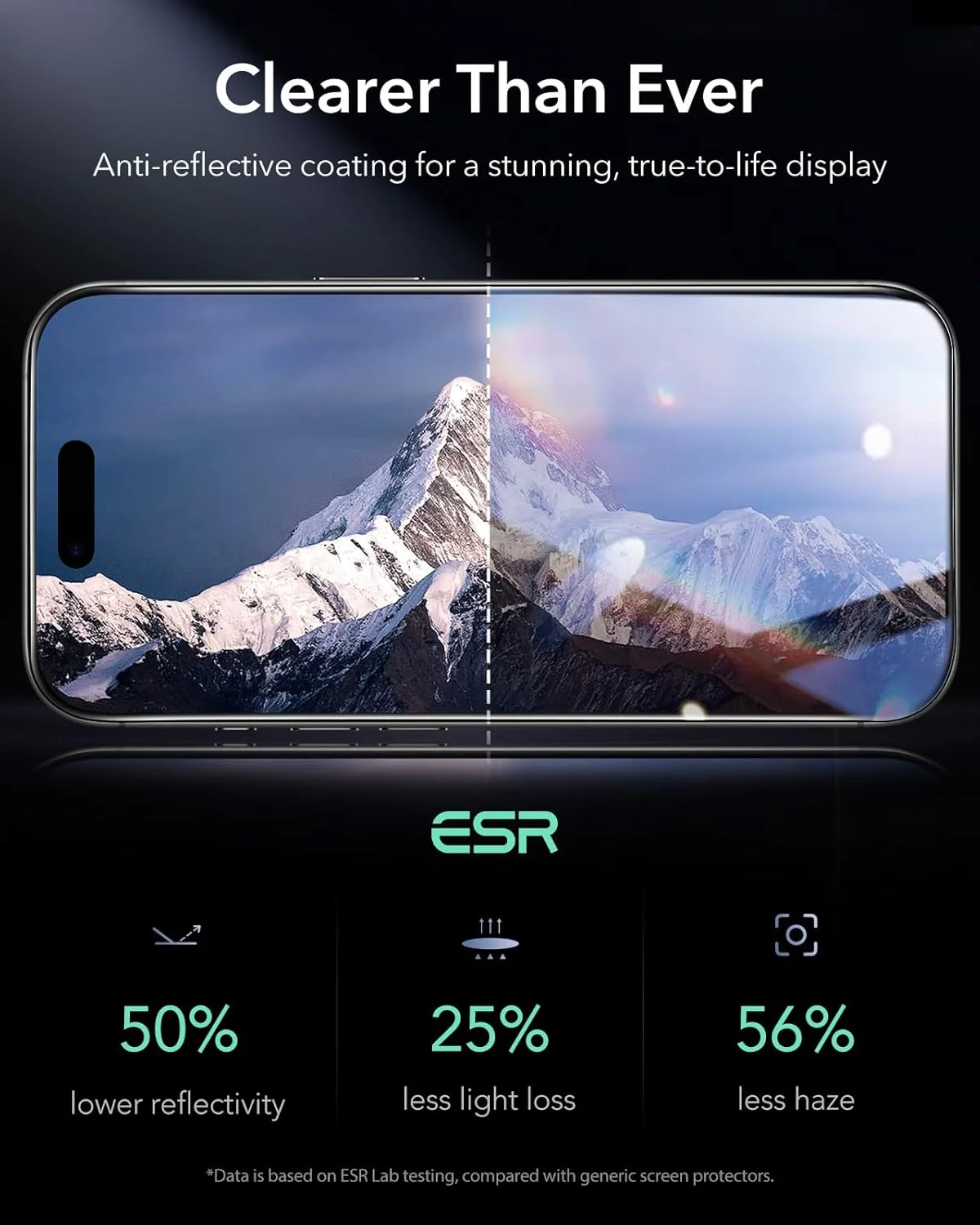 محافظ صفحه نمایش شیشه ای 9H+ سه عددی ESR برای آیفون 16 پرو، شیشه حرارت دیده فوق العاده سخت Armorite