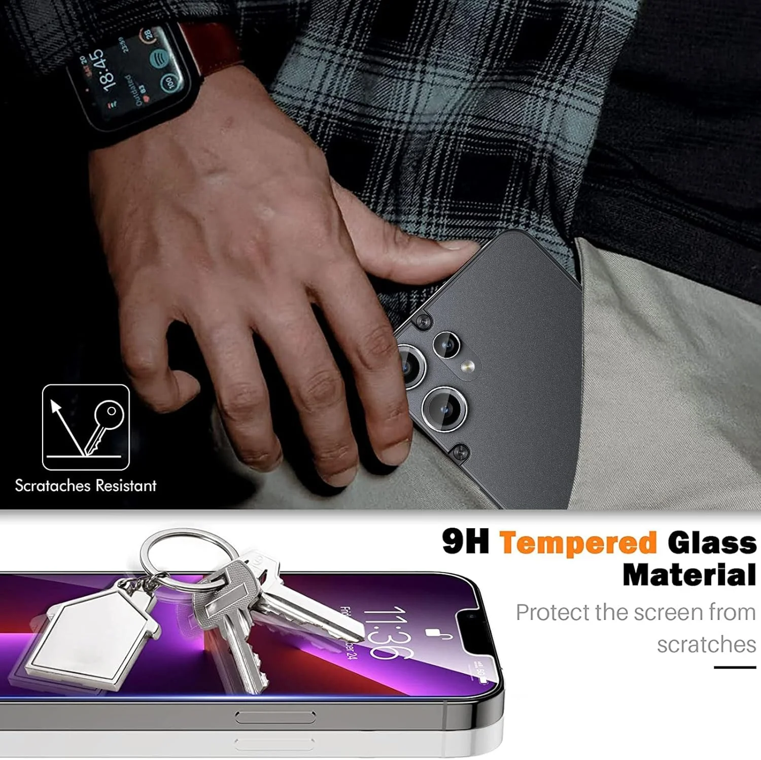 محافظ صفحه نمایش شیشه ای حرارت دیده TUTUO برای CMF by Nothing Phone 2 Pro 5G، [2+2 عدد] فیلم محافظ صفحه نمایش + محافظ دوربین عقب، سختی فوق العاده 9H، ضد خش، بدون حباب، محافظ صفحه نمایش شیشه ای HD