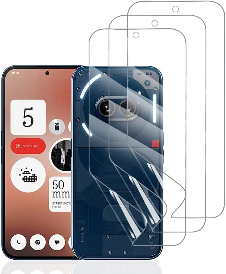 محافظ صفحه نمایش هیدروژل Hhfcryst برای ناتینگ فون (2a)، بسته 3 عددی محافظ صفحه نمایش TPU نرم و شفاف با وضوح بالا (غیر شیشه حرارت دیده)